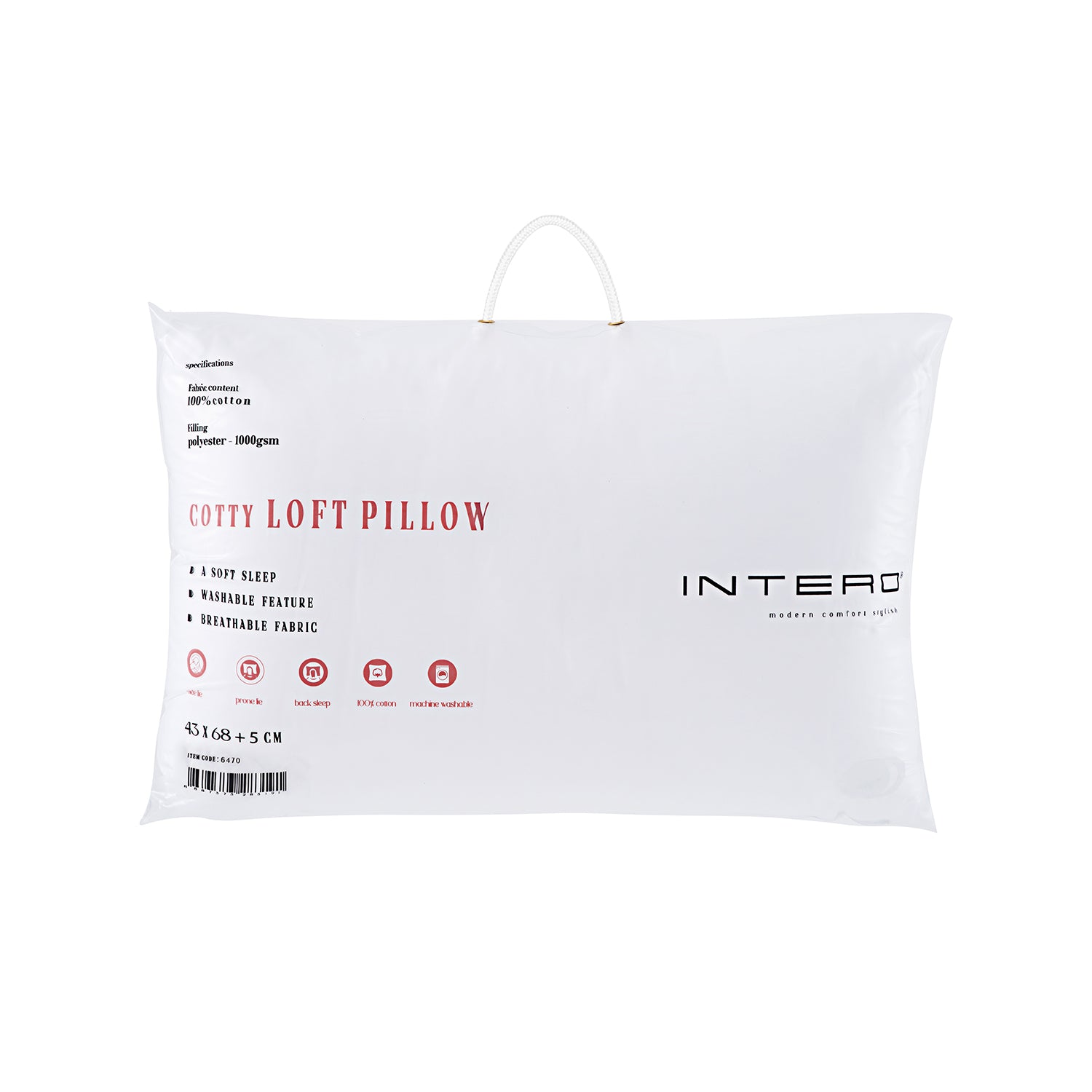 Intero Cotty Vacuum Packed Luxury Fiber/Loft Pillow