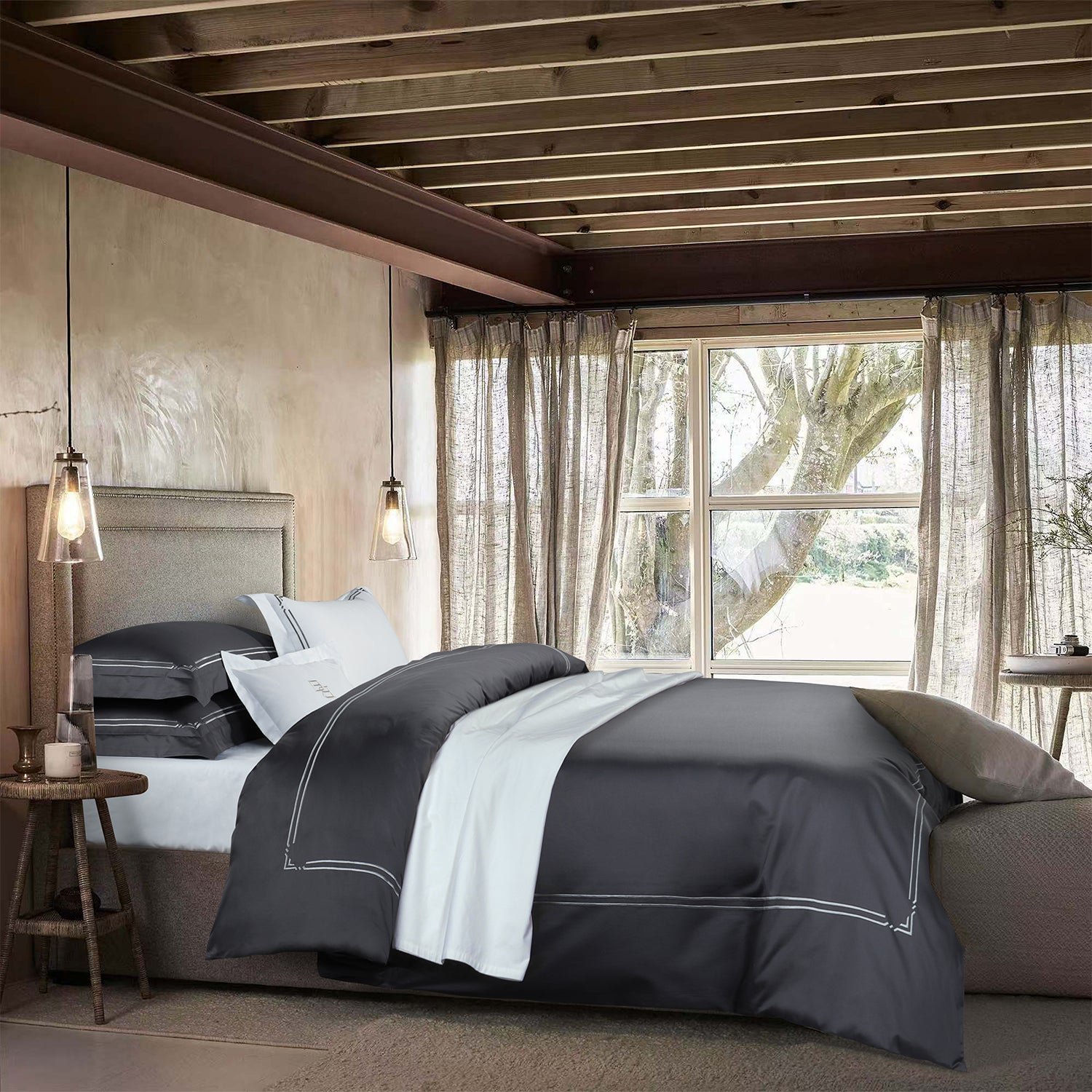 Bellami Monti 100% Egyptian Cotton 1500 Thread Count Fitted Sheet Set | Duvet Cover Set I Pillow Bolster Case