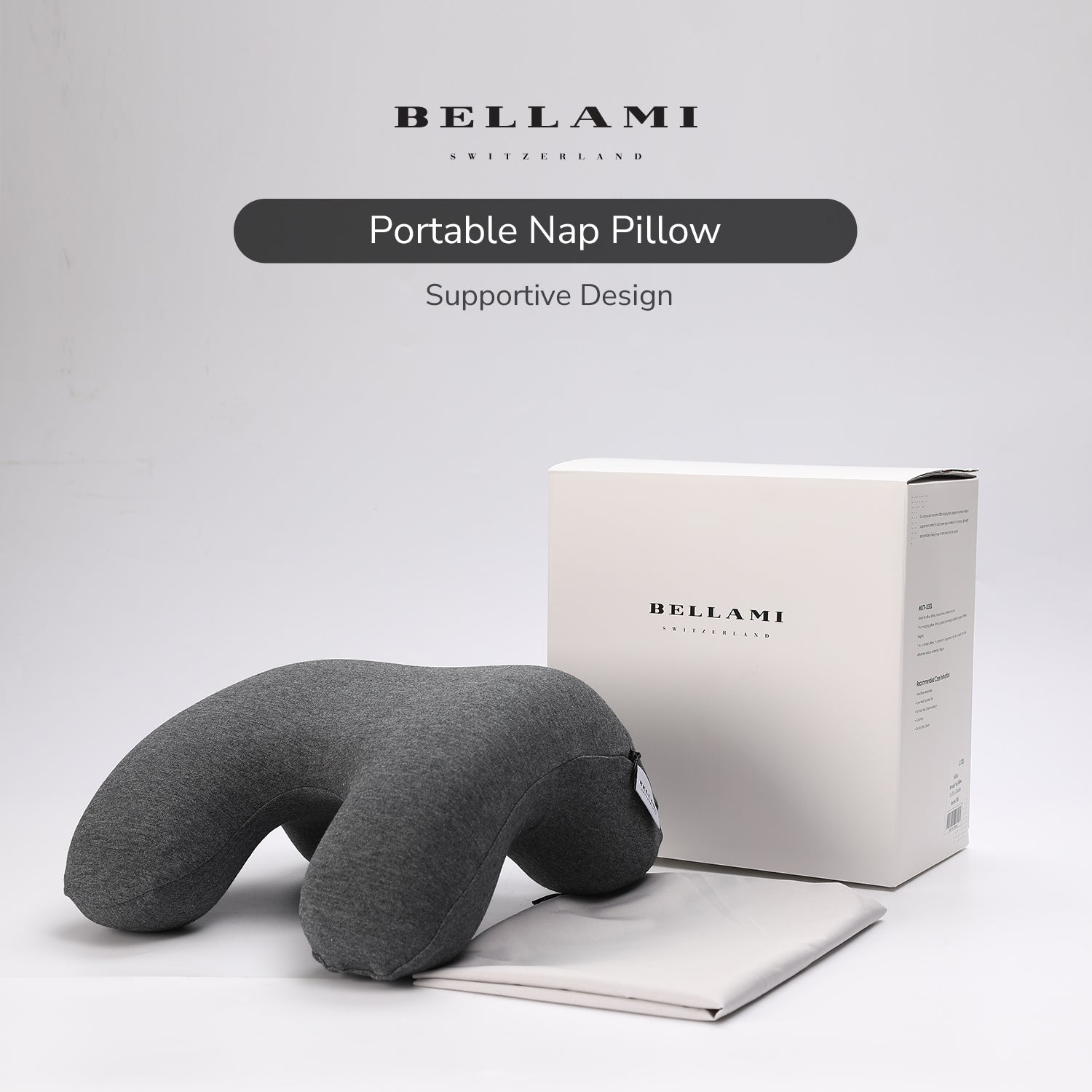 Bellami Plus Ergonomic Travel Pillow – Portable Memory Foam Neck Support for Naps, Office & Flights – Breathable, Durable Design