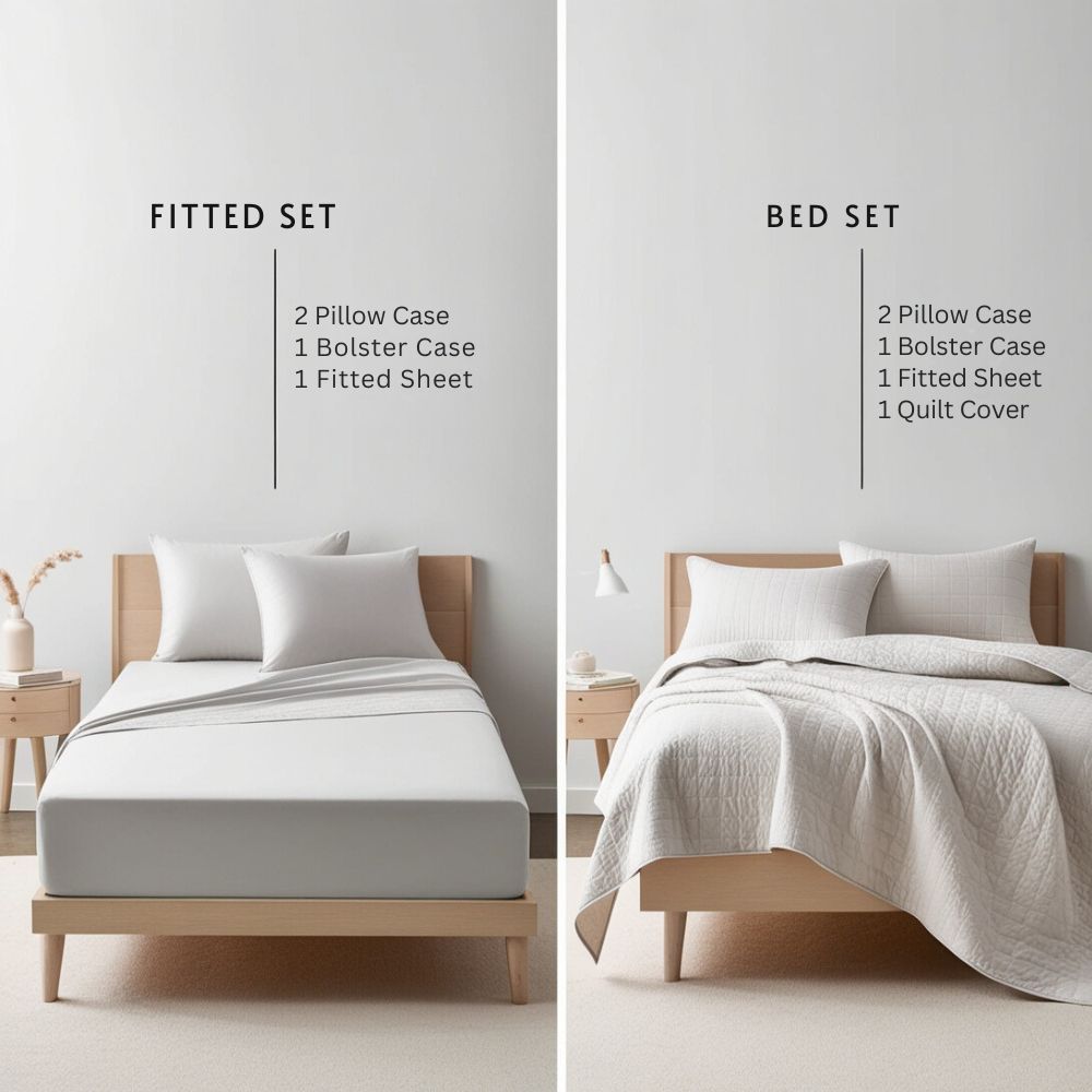 Bellami I Essential 4.0 HG I 100% Egyptian Cotton I 1000TC I Fitted Sheet Set I Bed Set I Pillow Case I Bolster Case (With Quilt Cover) - 5 Colours