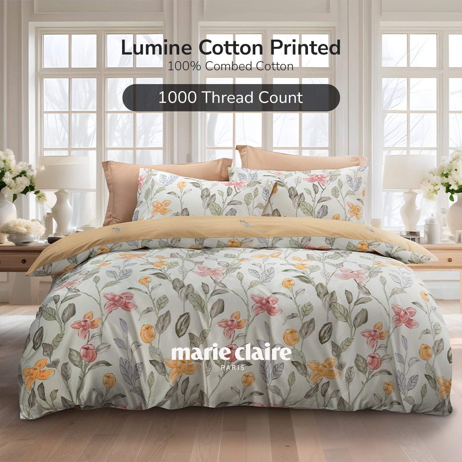 Marie Claire I Lumine 100% Combed Cotton I 1000TC I Fitted Sheet Set I Bed Set - Dahila
