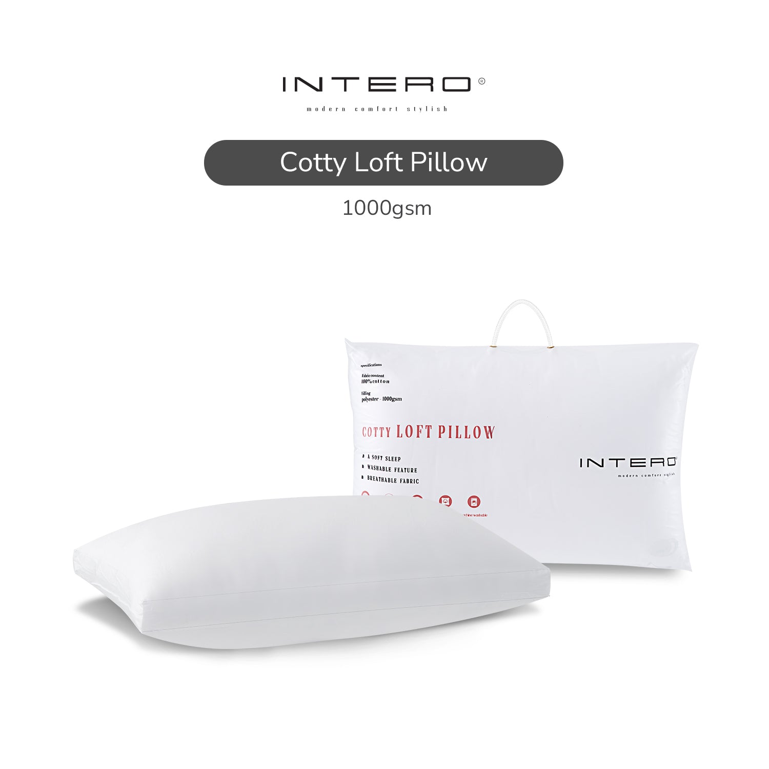 Intero Cotty Vacuum Packed Luxury Fiber/Loft Pillow