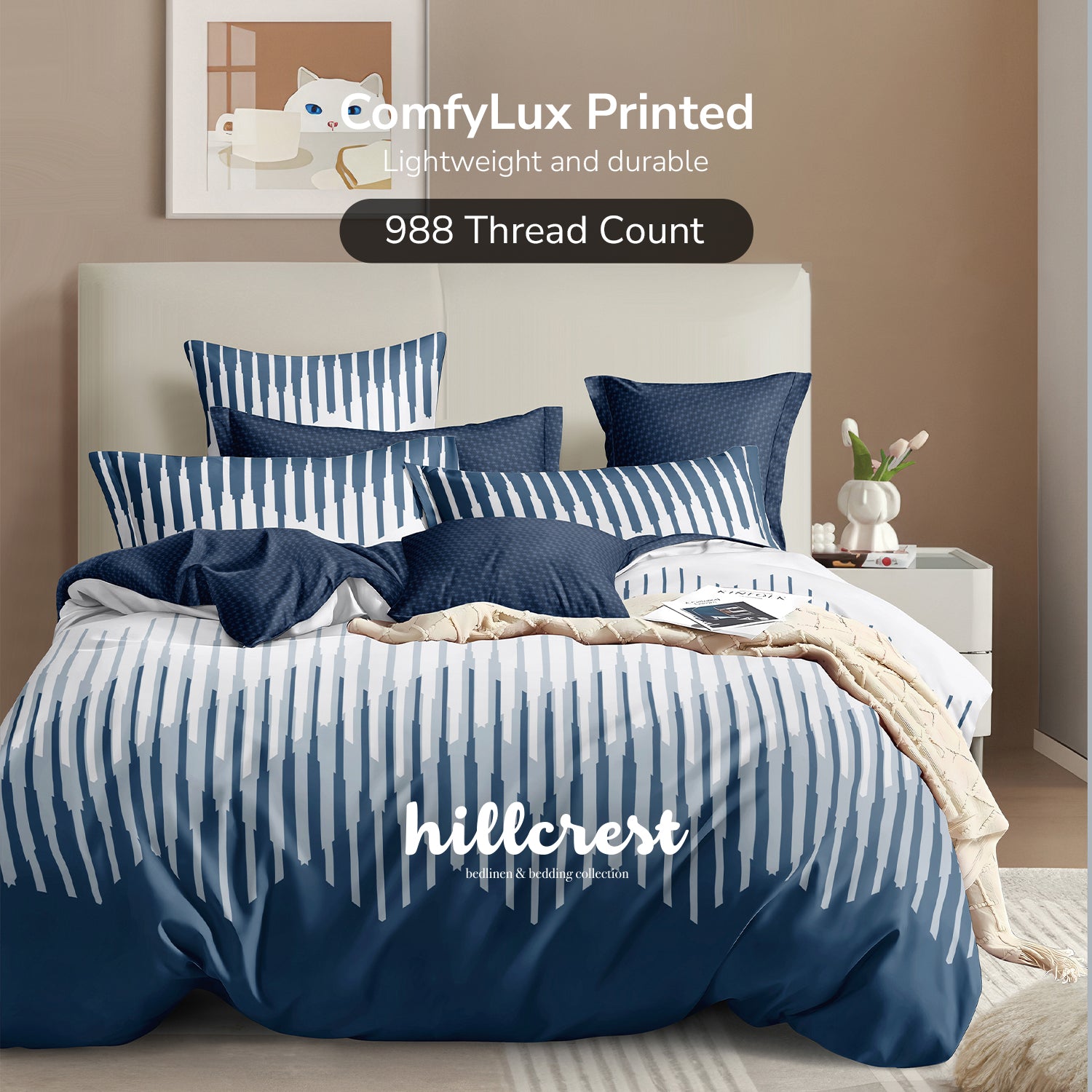 Hillcrest I ComfyLux Printed I 988TC I Fitted Sheet Set I Summer Blanket - Spencer