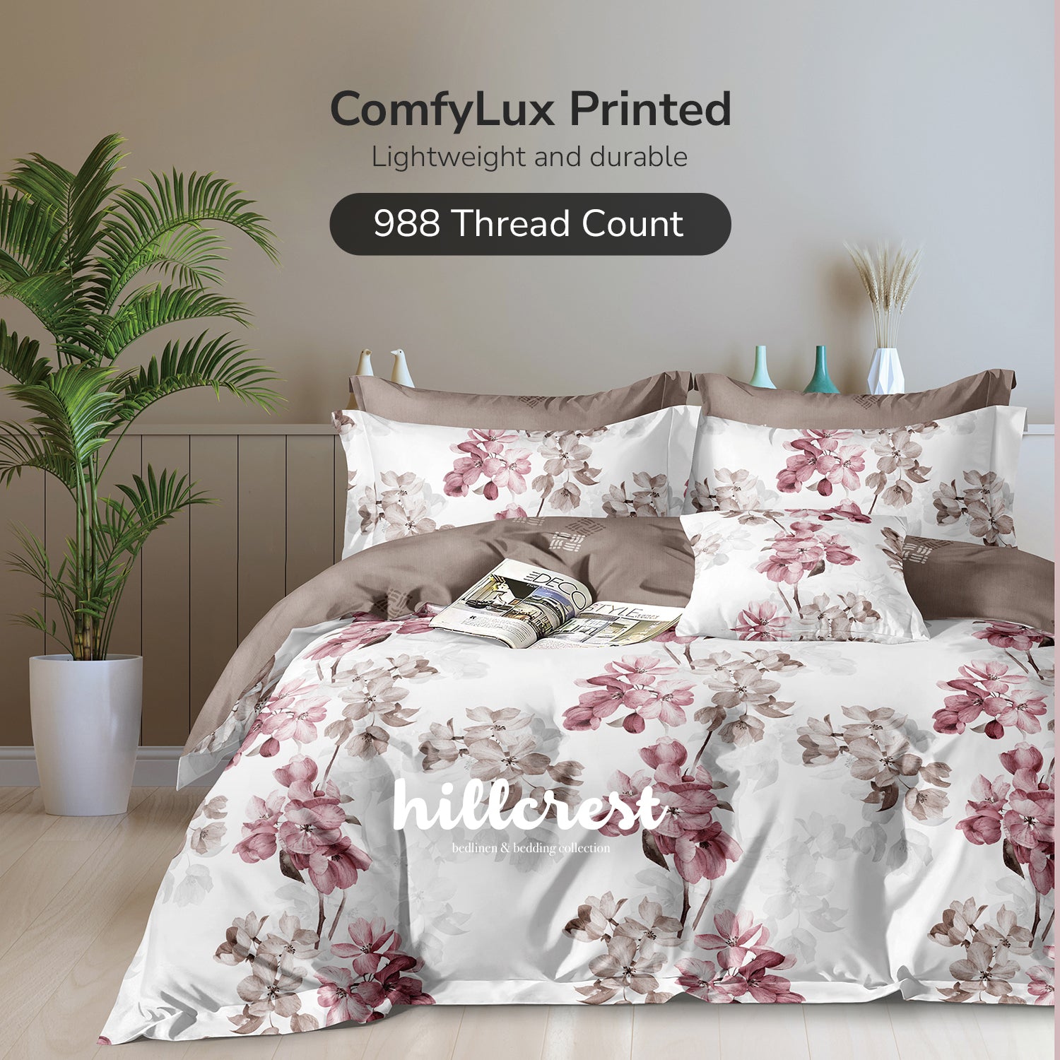 Hillcrest I ComfyLux Printed I 988TC I Fitted Sheet Set I Summer Blanket - Daphne