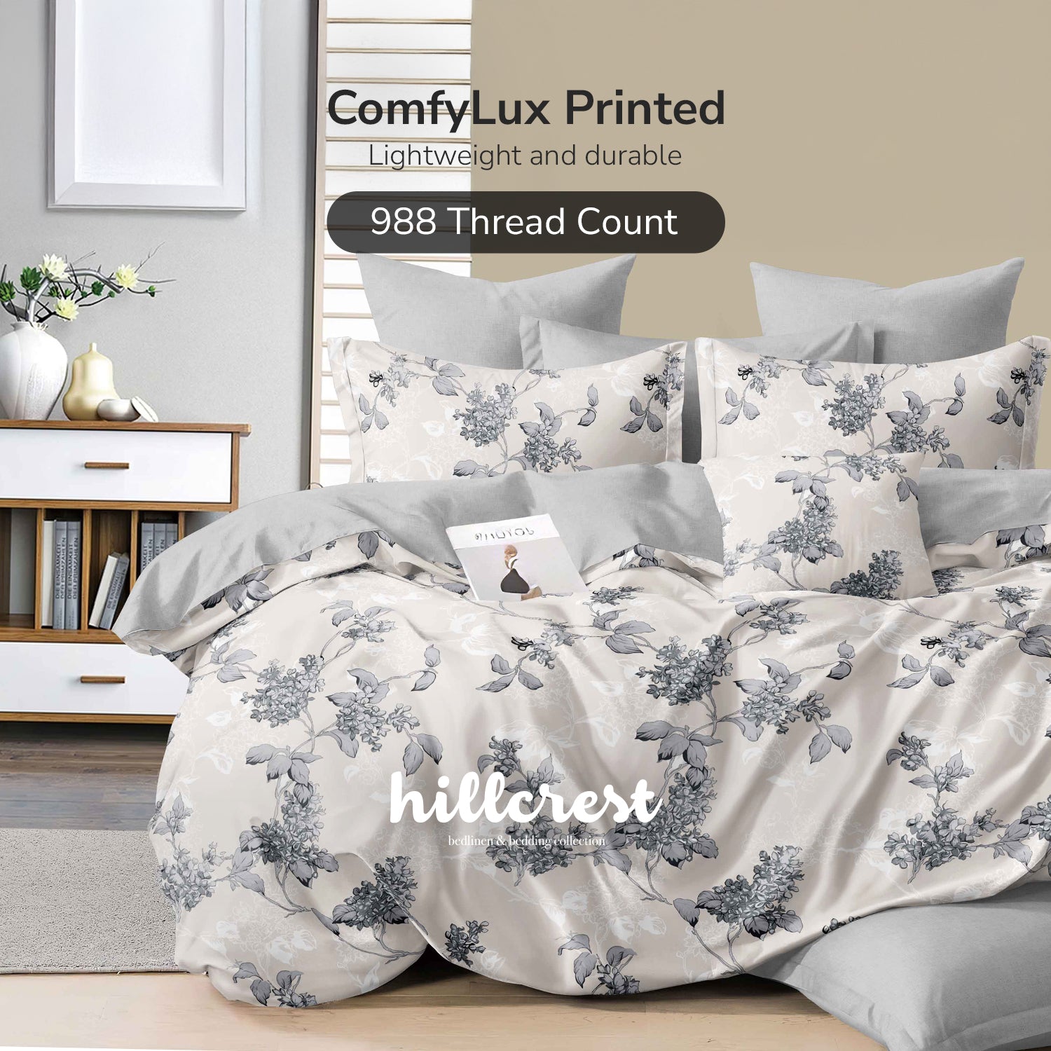 Hillcrest I ComfyLux Printed I 988TC I Fitted Sheet Set I Summer Blanket - Ashley