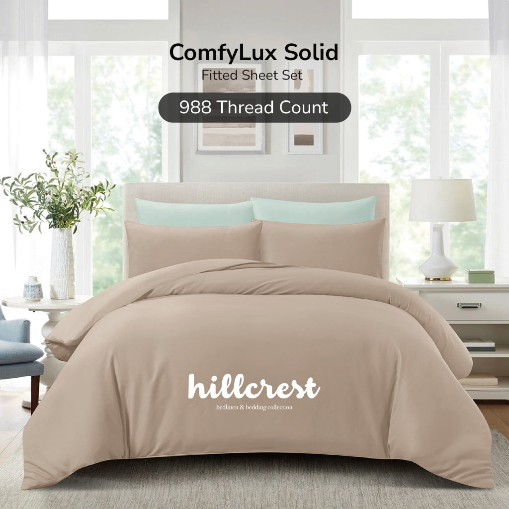 Hillcrest I ComfyLux Solid I 988TC I Fitted Sheet Set I No Quilt Cover - 6 Colours