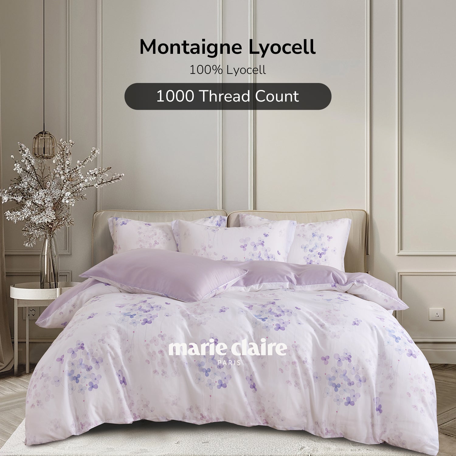 Marie Claire I MONTAIGNE Lyocell Printed I 1000TC I Fitted Sheet Set I Bed Set - MC1024-03