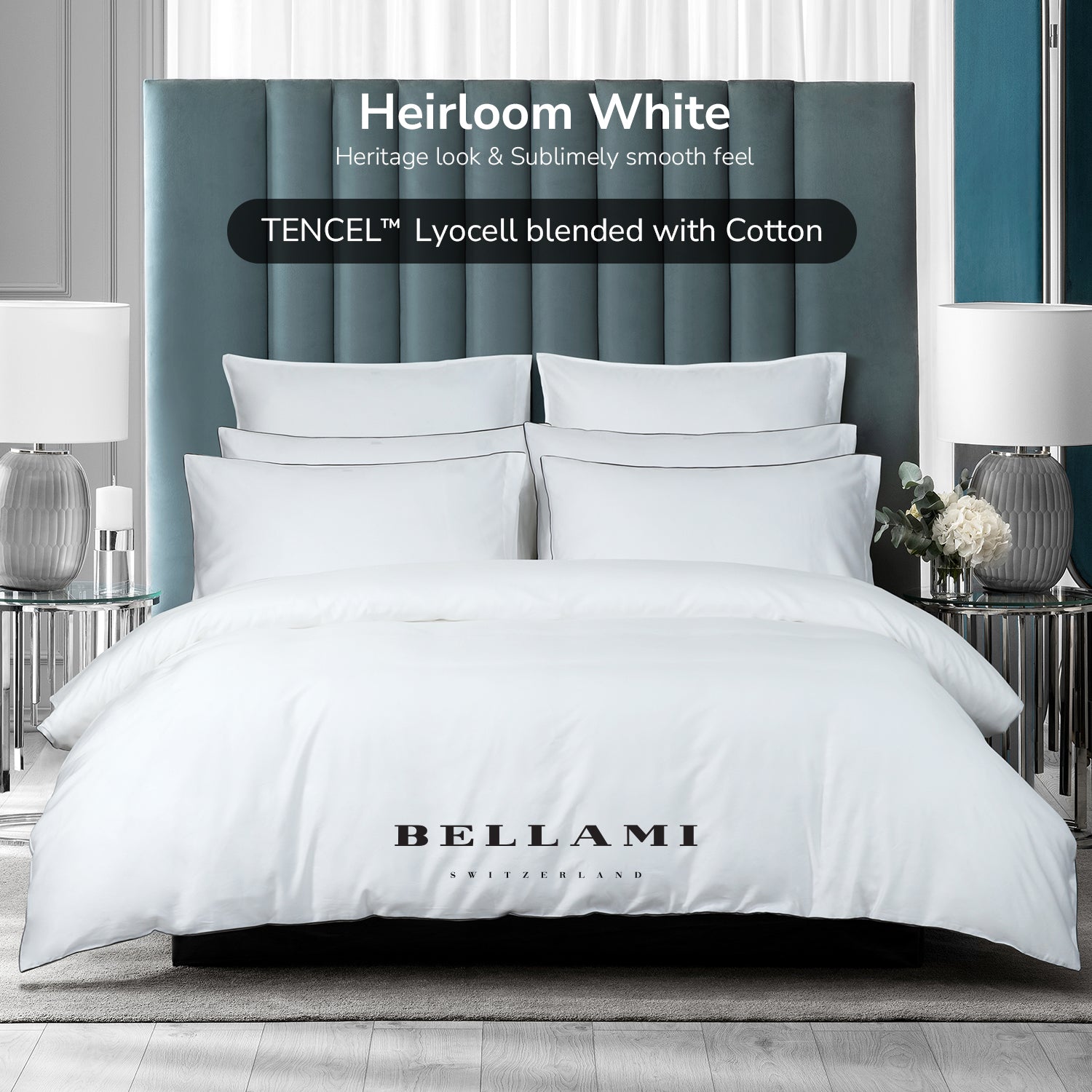 Bellami | Heirloom Classic Claiver Piping Contrast I TENCEL™ Lyocell I Fitted Sheet Set I Bed Set