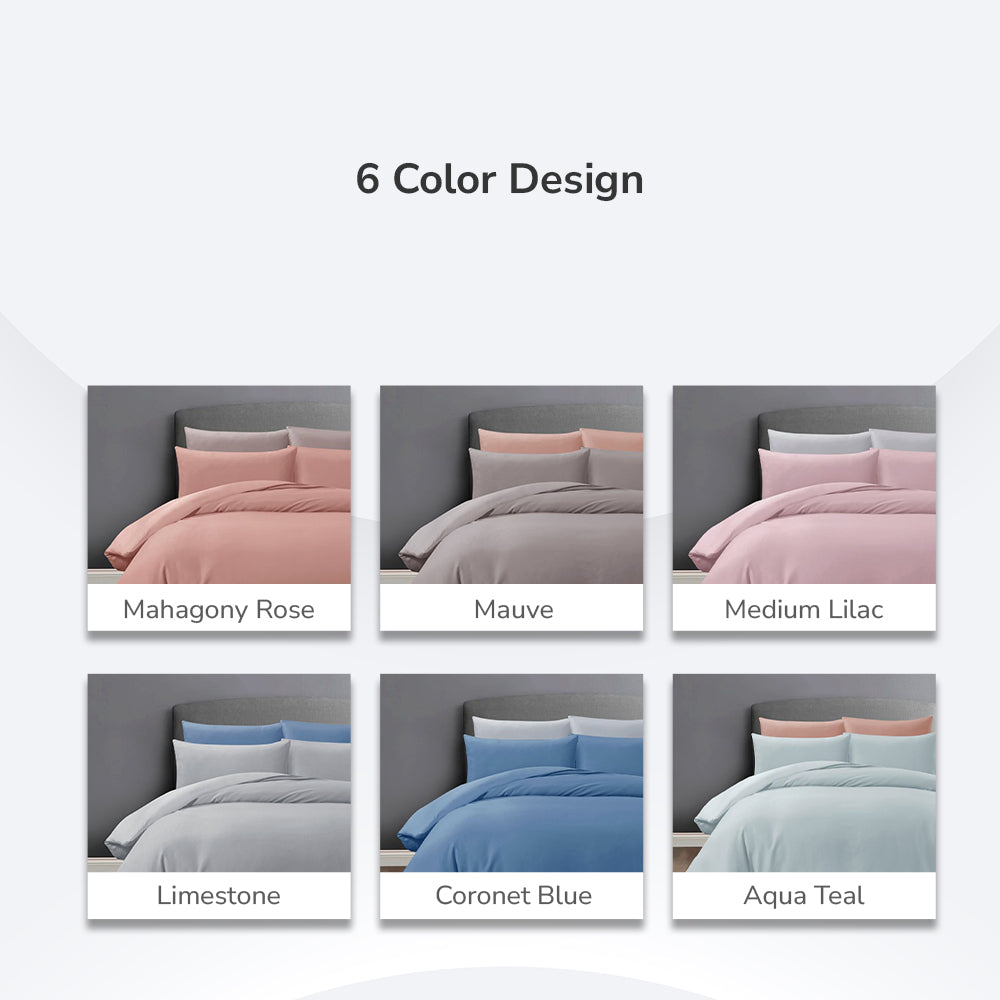 Hillcrest I ComfyLux Solid I 988TC I Fitted Sheet Set I Pillow Case I Bolster Case I No Quilt Cover - 6 Colours