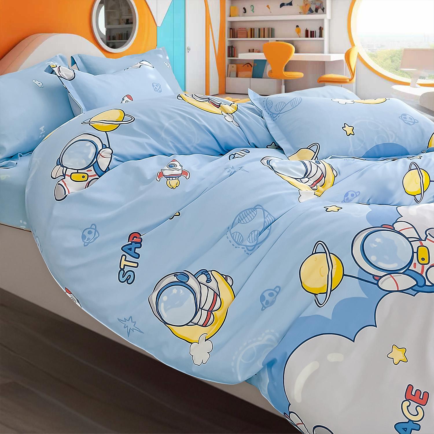 IE Kids I 100% Cotton Printed I Fitted Sheet Set I Fun Vibrant Prints Without Quilt Cover - Cosmic Dreamer