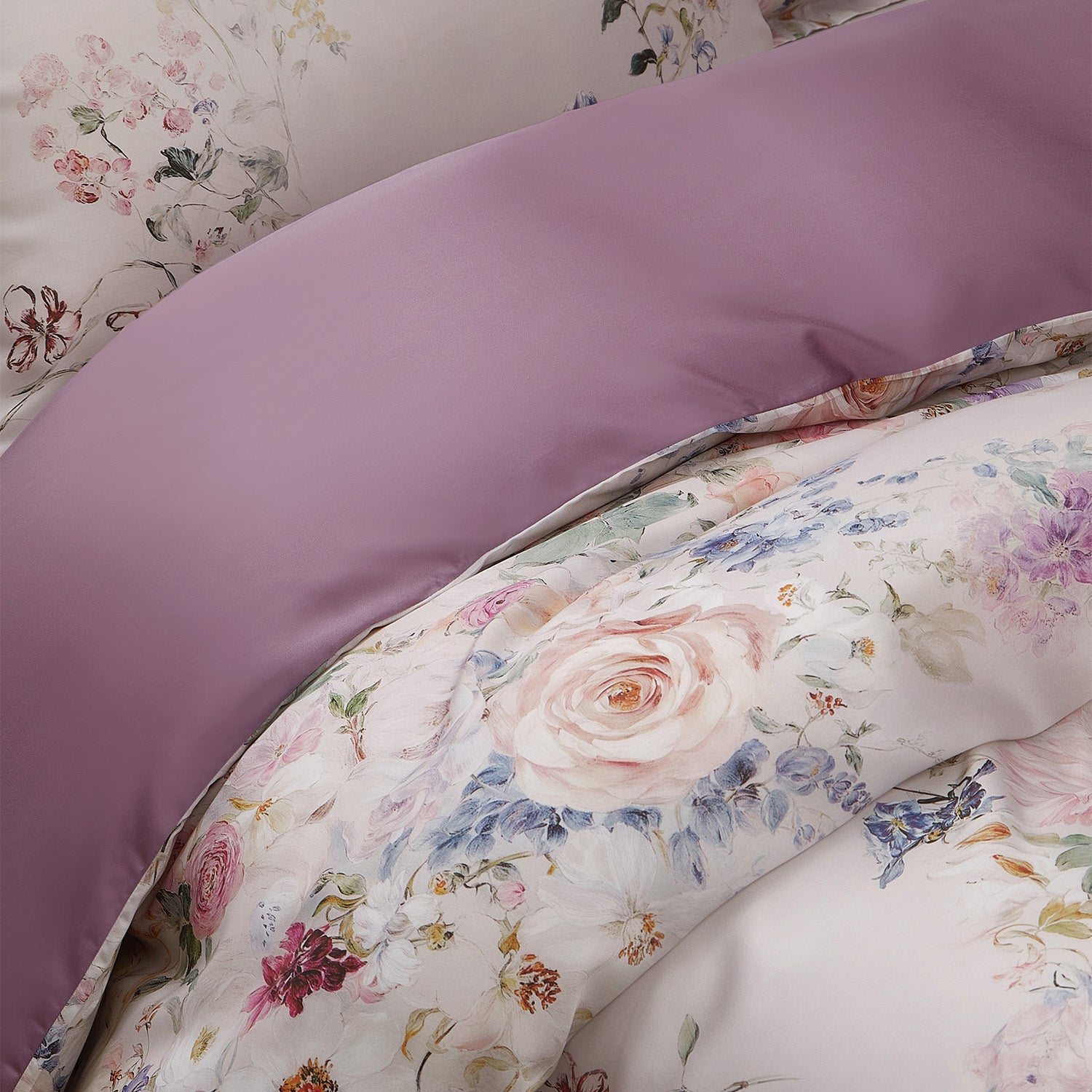 Intero MCD Lyocell Printed 1500TC Cooling Soft Luxury Bedding Fitted Sheet Set Gentle on Skin 1500 Thread Count - Petal Symphony