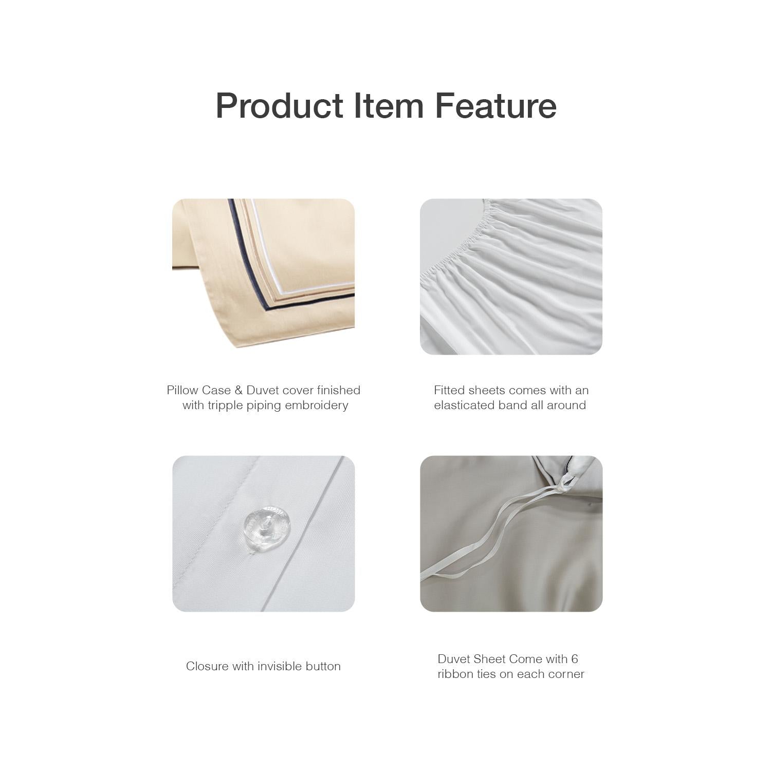Bellami Hotel De Luxe Speedy Egyptian Cotton Bedding Set with Triple Embroidery Stitch