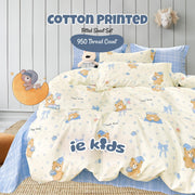 IE Kids I 100% Cotton Printed I Fitted Sheet Set I Fun Vibrant Prints Without Quilt Cover - Bedtime Bear