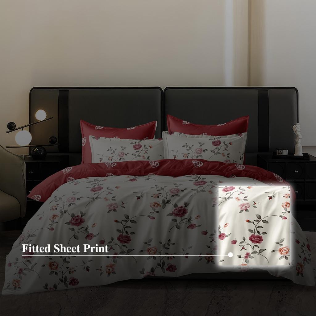 Hillcrest I 988TC ComfyLux I Printed Bedding Collection I Fitted Sheet Set - Rosara