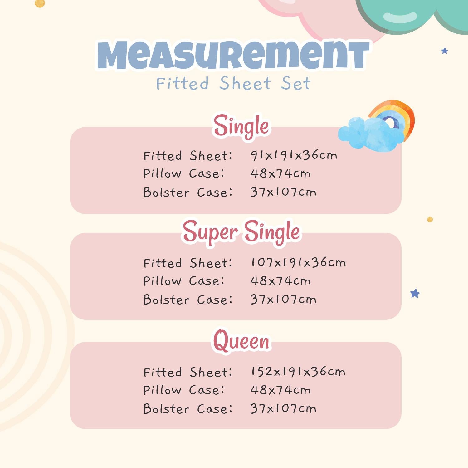 IE Kids I 100% Cotton Printed I Fitted Sheet Set I Fun Vibrant Prints Without Quilt Cover - Cuddle Friends