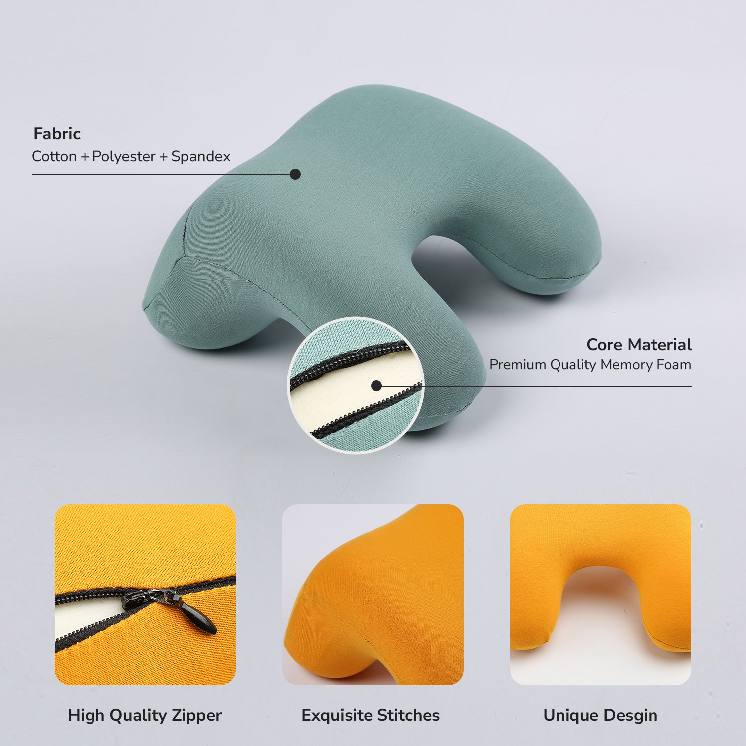 Bellami Plus Nap Pillow I Ergonomic Memory Foam I Neck & Shoulder Support I Soft & Cooling I Travel Friendly