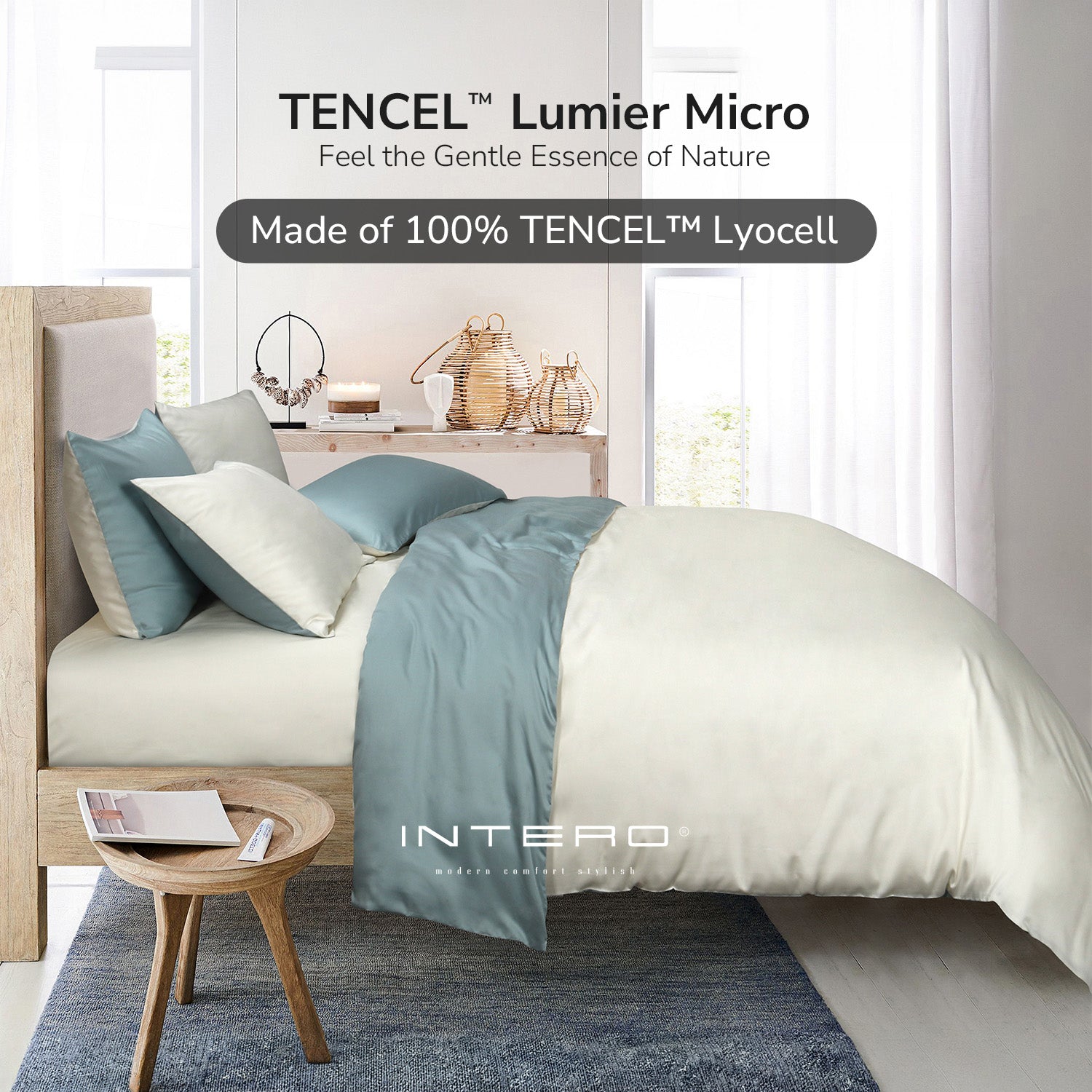 Intero Lumier Micro Tencel Solid Eniz Bedding Collection 1500TC - Ivory