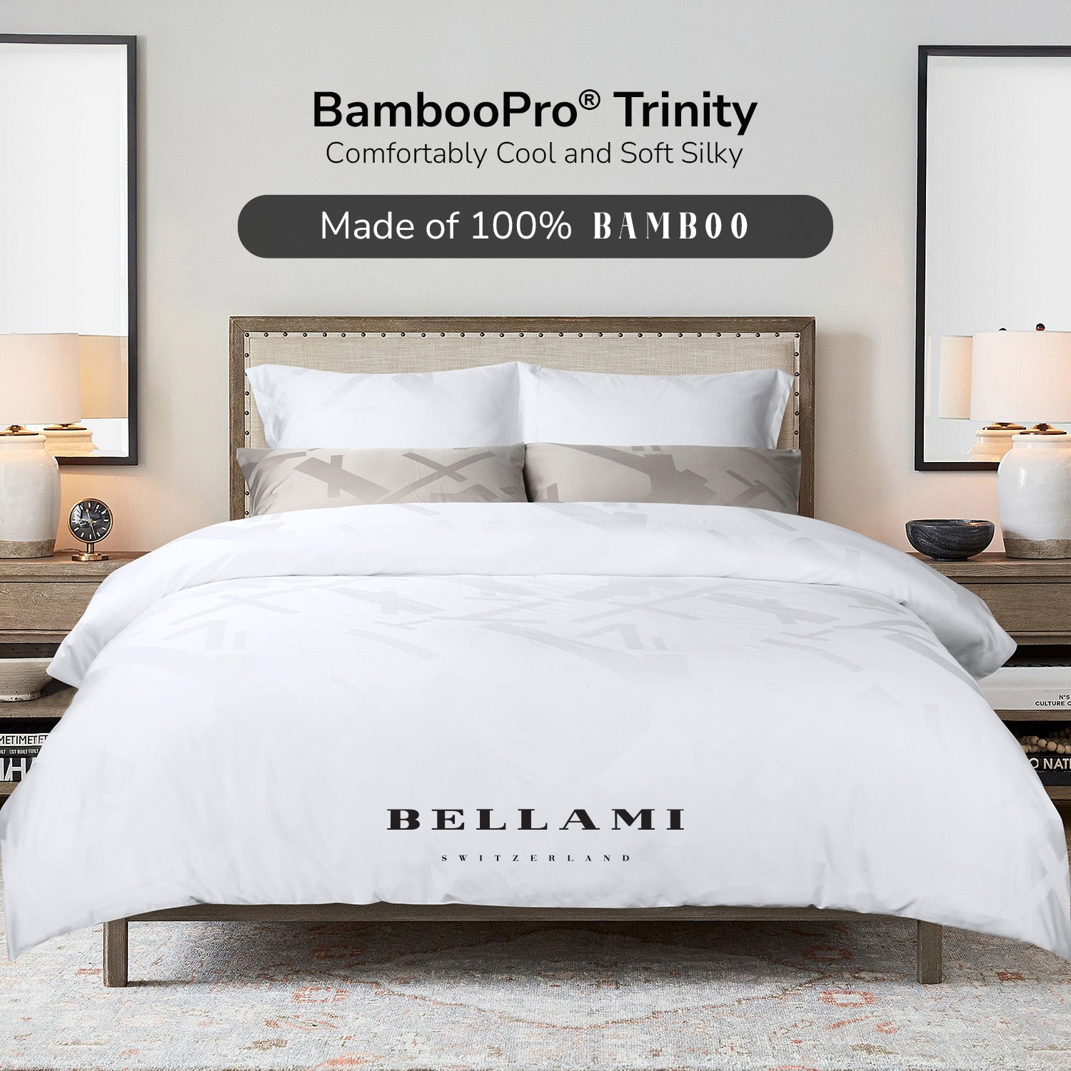 Bellami I BambooPro I Trinity Loris I Fitted Sheet Set I Bed Sheet Set - White