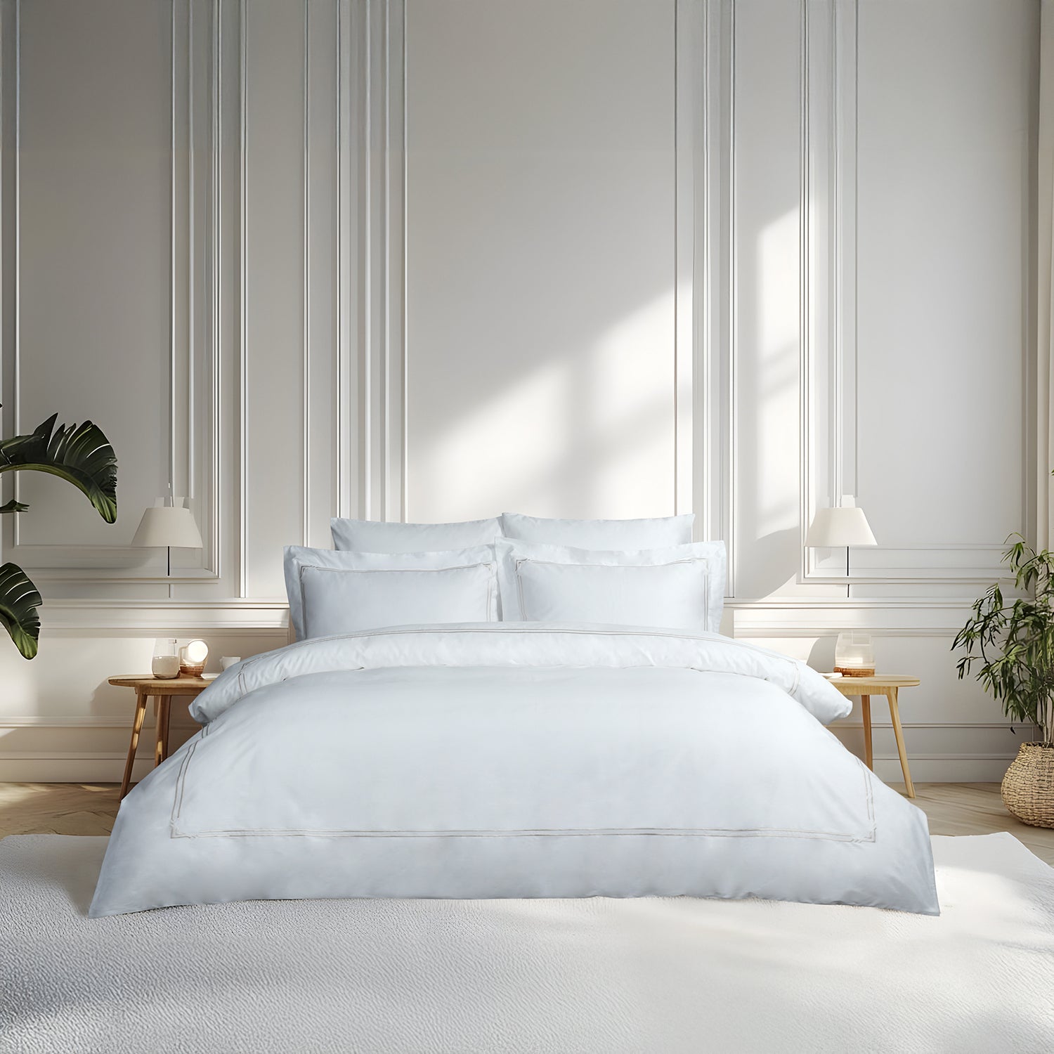 Bellami Monti 100% Egyptian Cotton 1500 Thread Count Fitted Sheet Set | Duvet Cover Set I Pillow Bolster Case