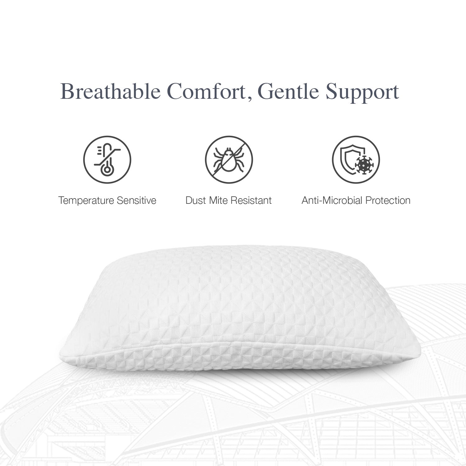 Hillcrest SG61 Air Cushion Gusset Foam Pillow Breathable Ergonomic Support