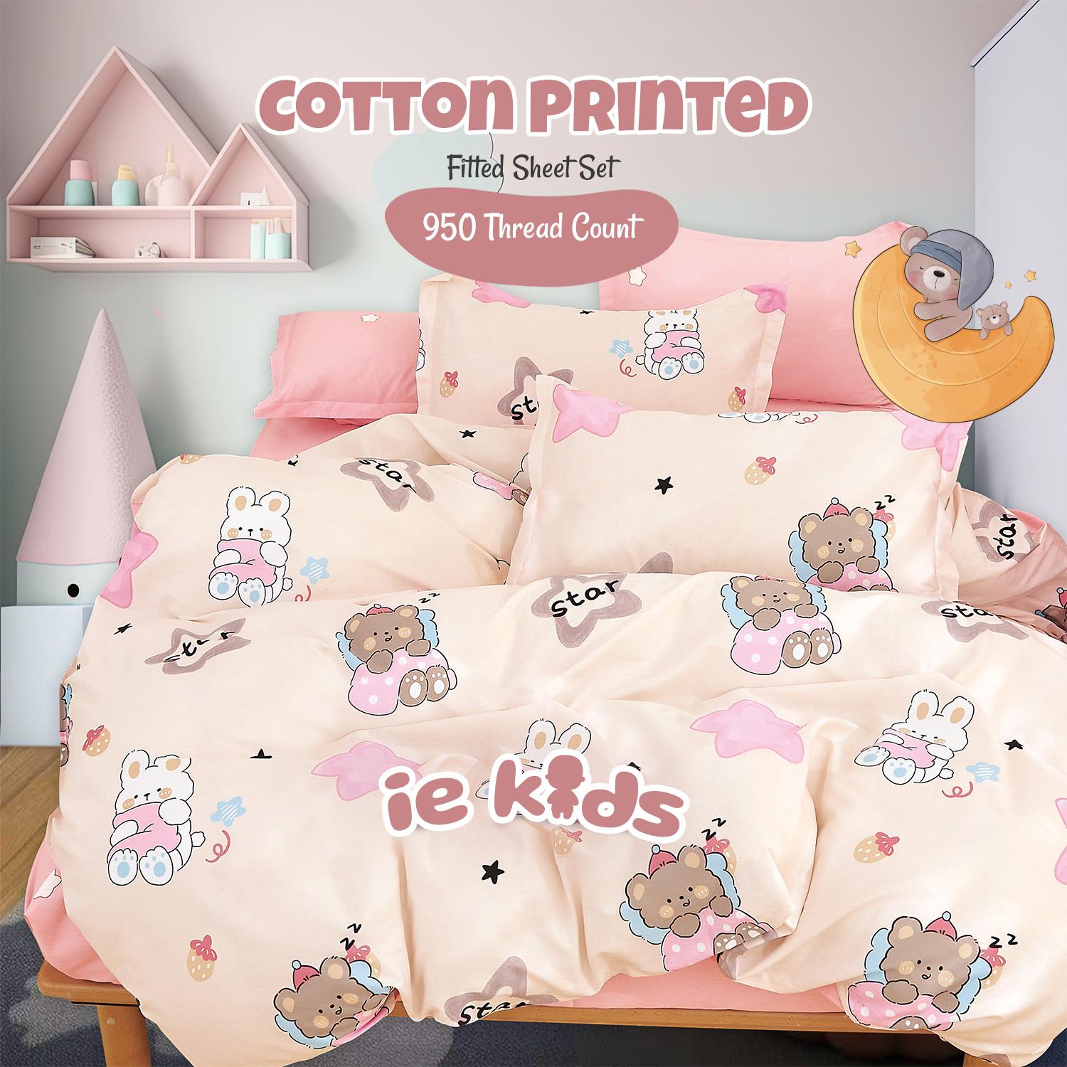 IE Kids I 100% Cotton Printed I Fitted Sheet Set I Fun Vibrant Prints Without Quilt Cover - Cuddle Friends