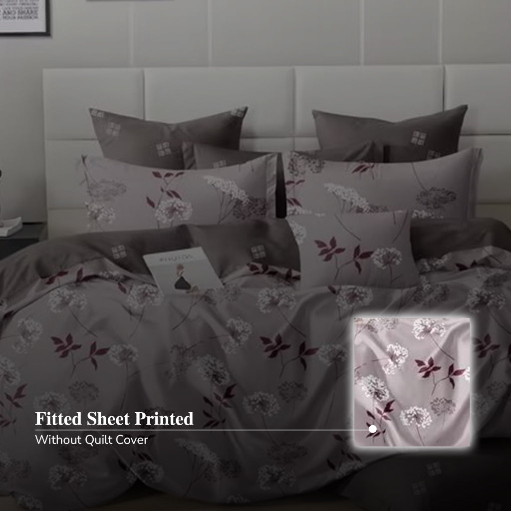 Hillcrest I ComfyLux Printed Microfiber I 988TC I Fitted Sheet Set I Summer Blanket I No Quilt Cover - Amethyst