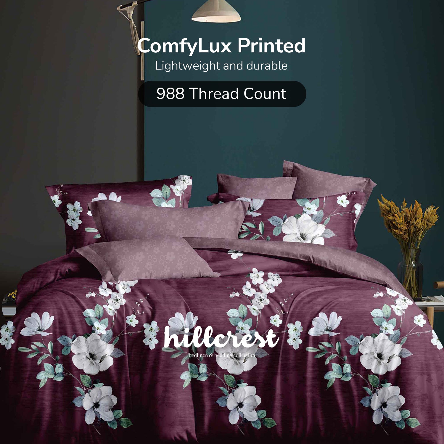 Hillcrest I Group A ComfyLux Printed Microfiber I 988TC I Fitted Sheet Set I Summer Blanket I No Quilt Cover - Happy