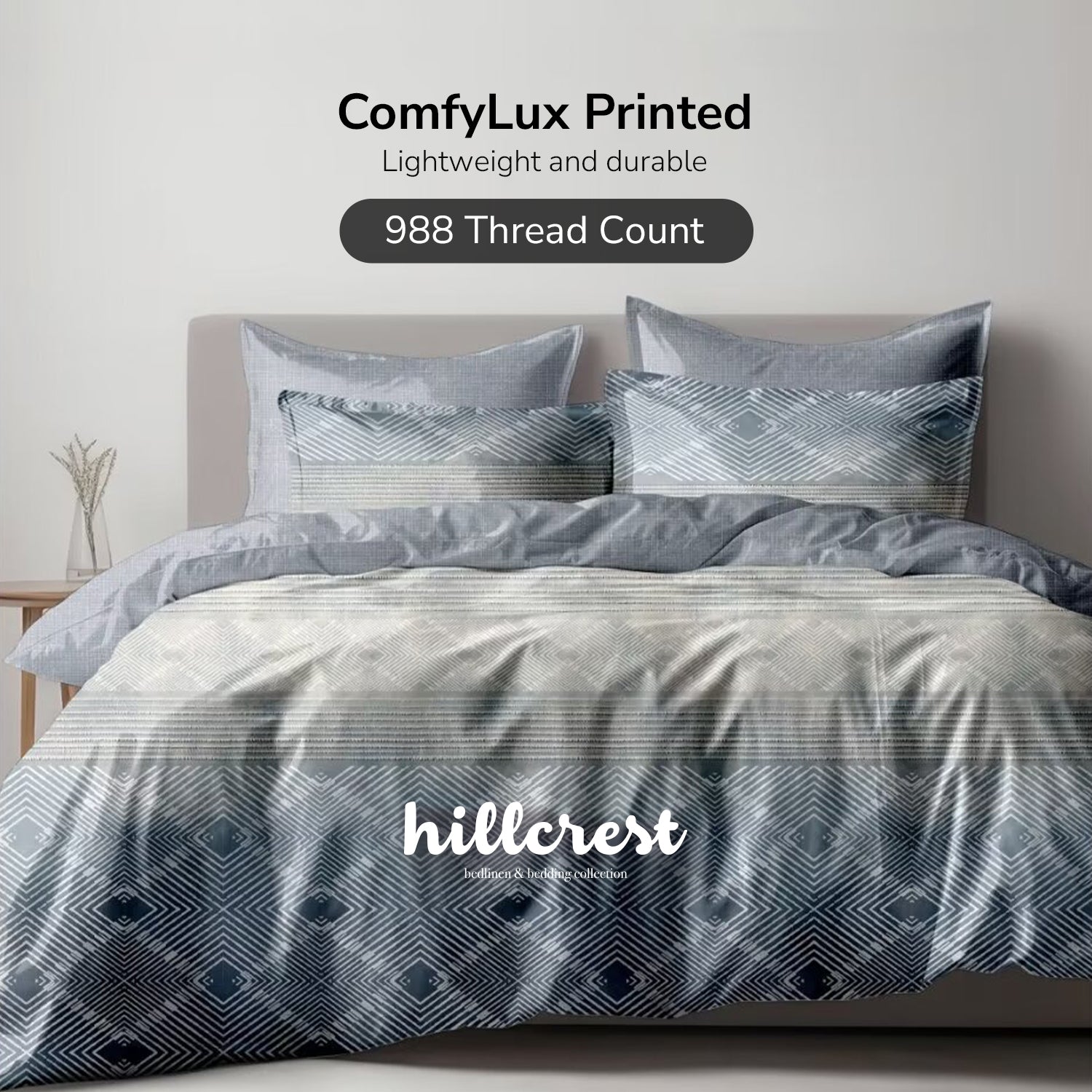 Hillcrest I Group A ComfyLux Printed Microfiber I 988TC I Fitted Sheet Set I Summer Blanket I No Quilt Cover - Peace