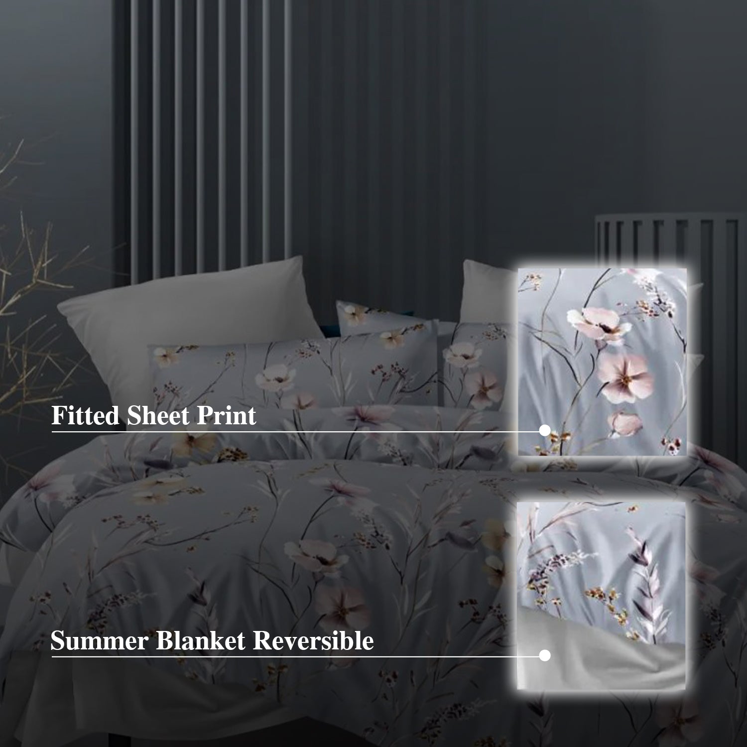 Hillcrest I Group B ComfyLux Printed Microfiber I 988TC I Fitted Sheet Set I Summer Blanket I No Quilt Cover - Fortune