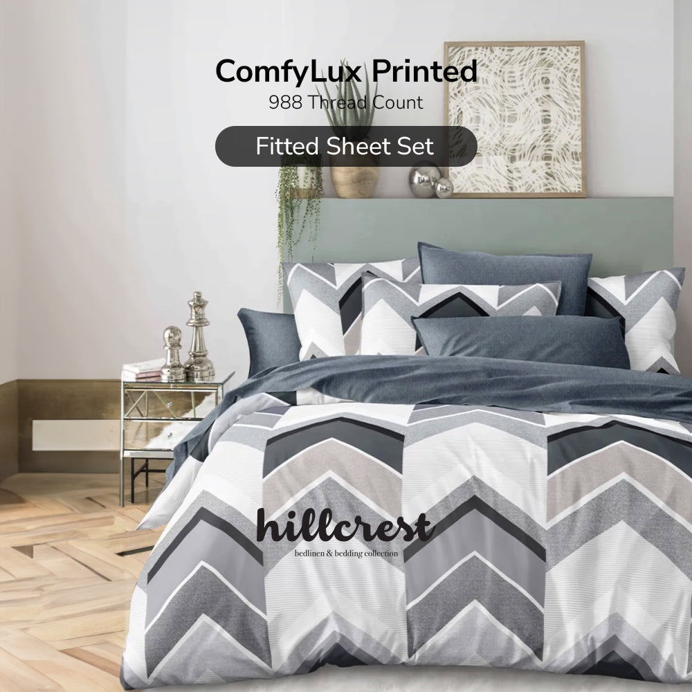 Hillcrest I ComfyLux Printed Microfiber I 988TC I Fitted Sheet Set I Summer Blanket I No Quilt Cover - Sauve