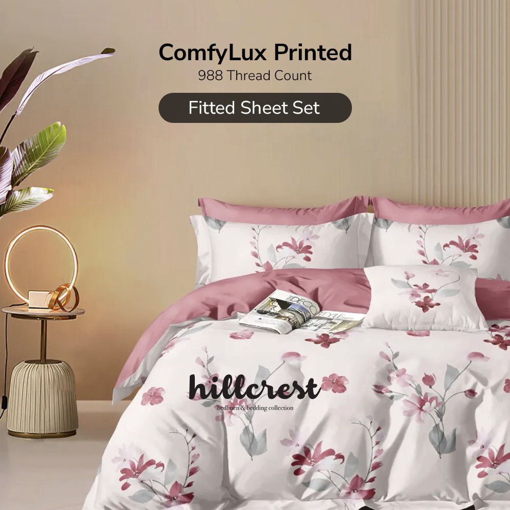 Hillcrest I ComfyLux Printed Microfiber I 988TC I Fitted Sheet Set I Summer Blanket I No Quilt Cover - Reginae