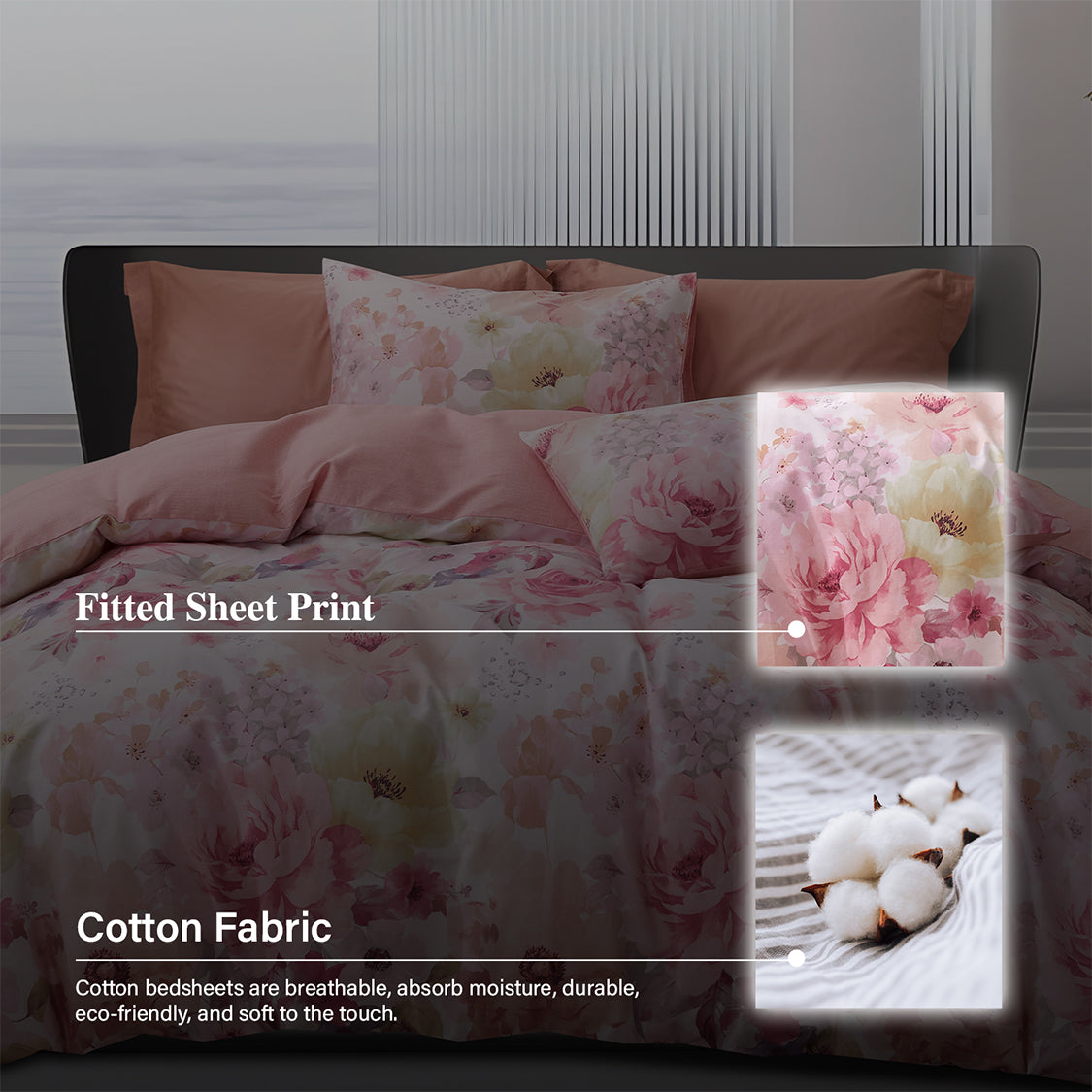 Hillcrest I Cotton Printed I 950TC I Fitted Sheet Set I Bed Set - HC0924 OE 1
