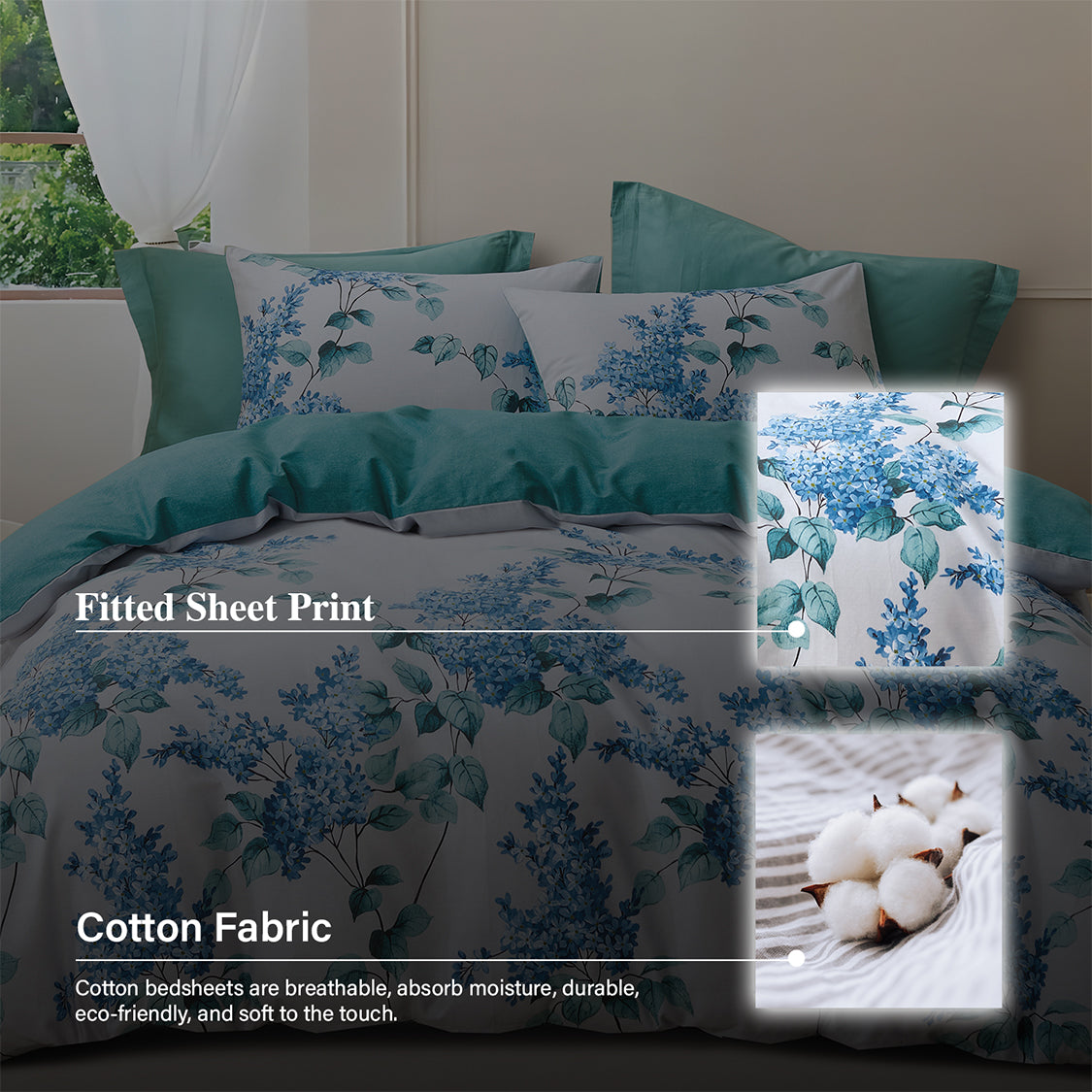 Hillcrest I Cotton Printed I 950TC I Fitted Sheet Set I Bed Set - HC0924 OE 3