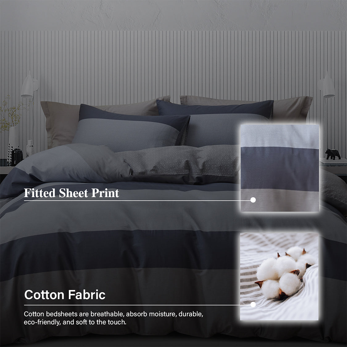 Hillcrest I Cotton Printed I 950TC I Fitted Sheet Set I Bed Set - HC0924 - 4