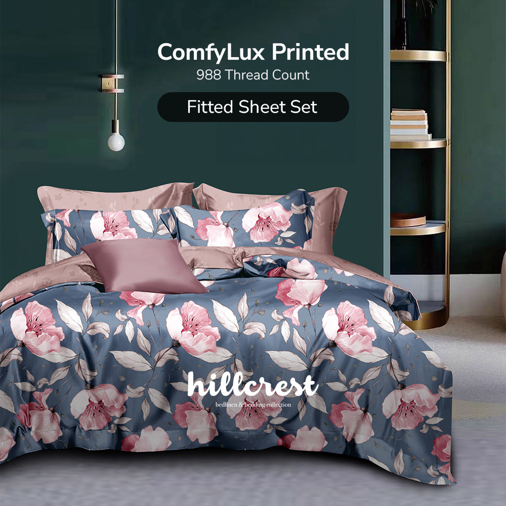 Hillcrest I ComfyLux Printed Microfiber I 988TC I Fitted Sheet Set I Summer Blanket I No Quilt Cover - Spring