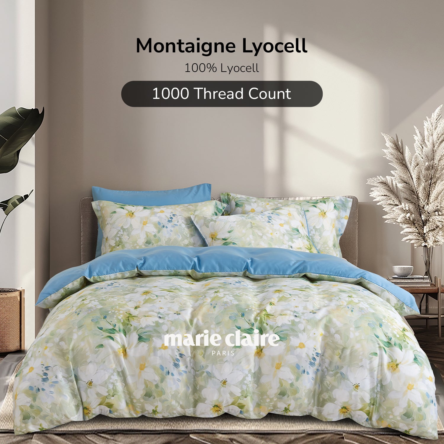 Marie Claire I MONTAIGNE Lyocell Printed I 1000TC I Fitted Sheet Set I Bed Set - MC1024-02