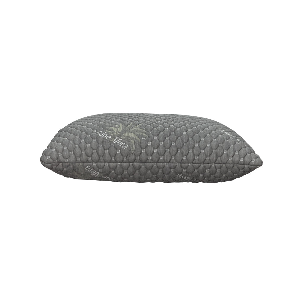 Hillcrest I Aloe Vera Charcoal I Memory Foam Pillow – Firm Support with Knitted Aloe Vera Fabric
