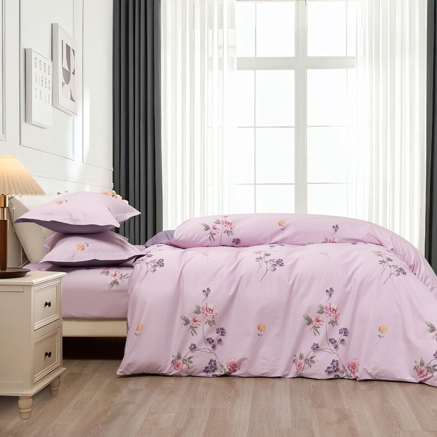 Marie Claire Lumine Printed 100% Combed Cotton 1000TC | Fitted Sheet Set I Bed Set - MC0525CTN-01