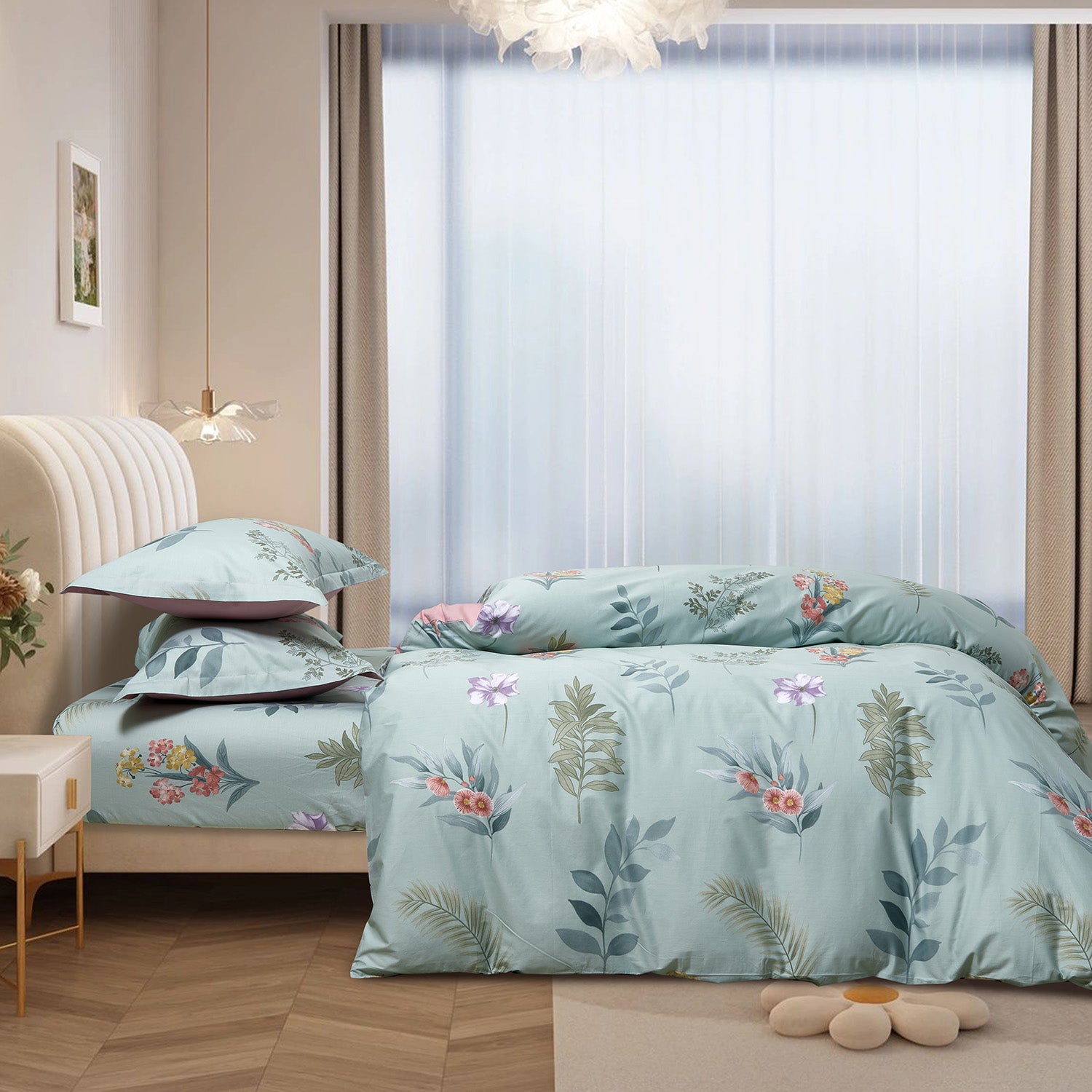 Marie Claire Lumine Printed 100% Combed Cotton 1000TC | Fitted Sheet Set I Bed Set - MC0525CTN-03