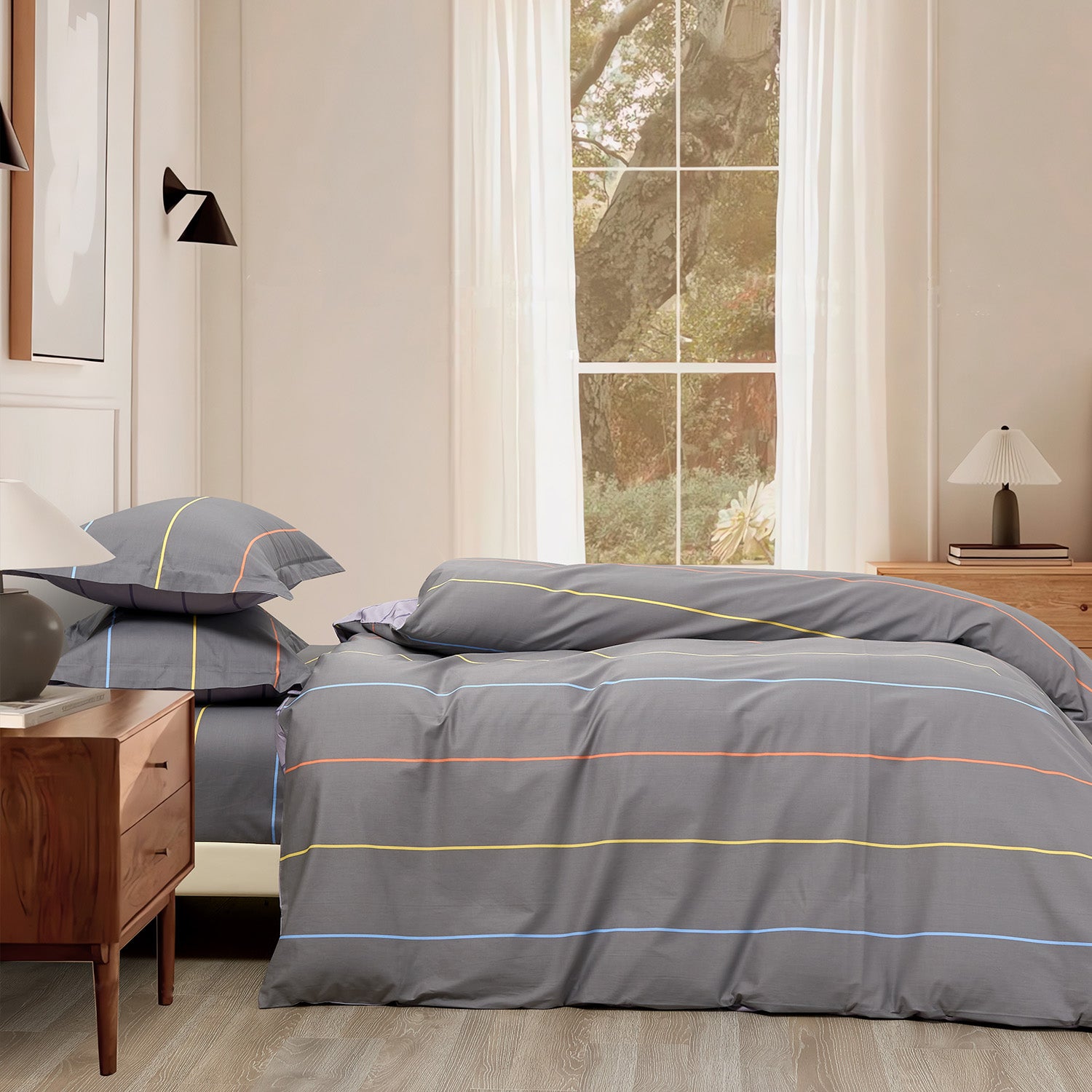 Marie Claire Lumine Printed 100% Combed Cotton 1000TC | Fitted Sheet Set I Bed Set - MC0525CTN-05