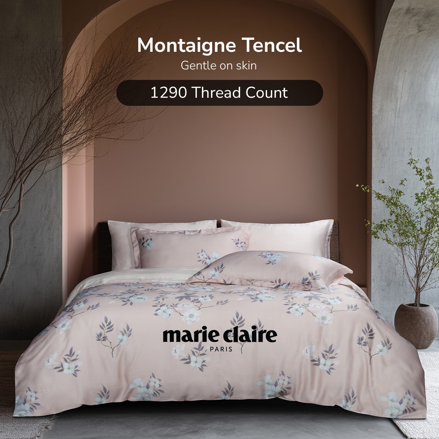 Marie Claire I Montaigne I TENCEL™ 1290TC I Fitted Sheet Set I Bed Sheet Set - Blush