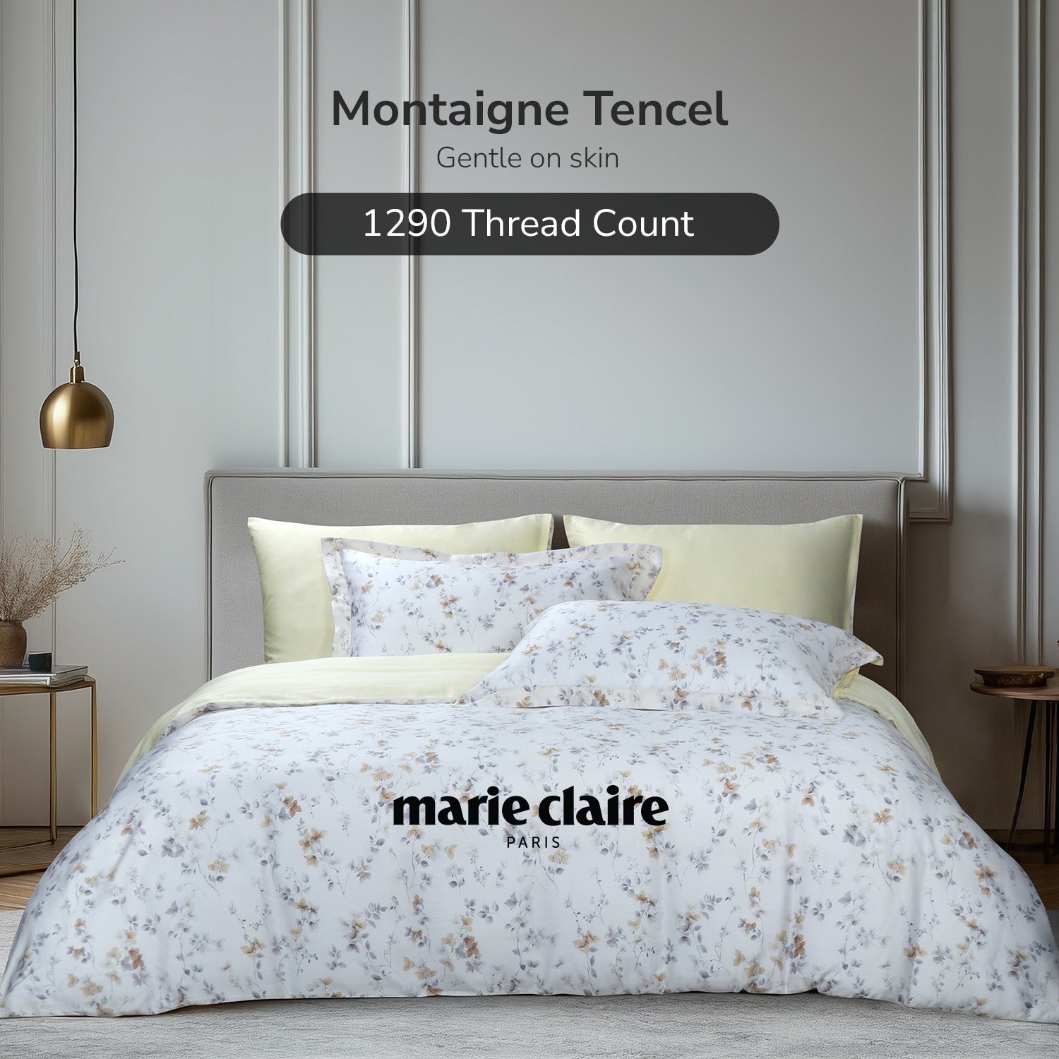 Marie Claire I Montaigne I TENCEL™ 1290TC I Fitted Sheet Set I Bed Sheet Set - Sunlit