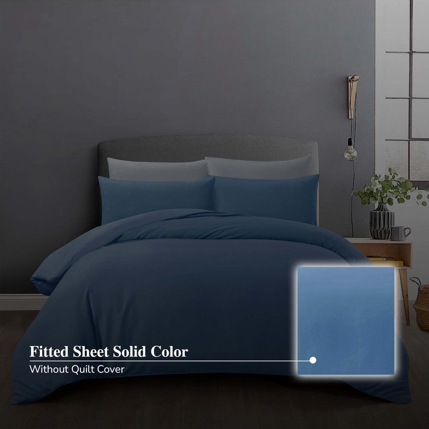 Hillcrest I ComfyLux Solid I 988TC Fitted Sheet Set I NO Quilt Cover - Coronet Blue