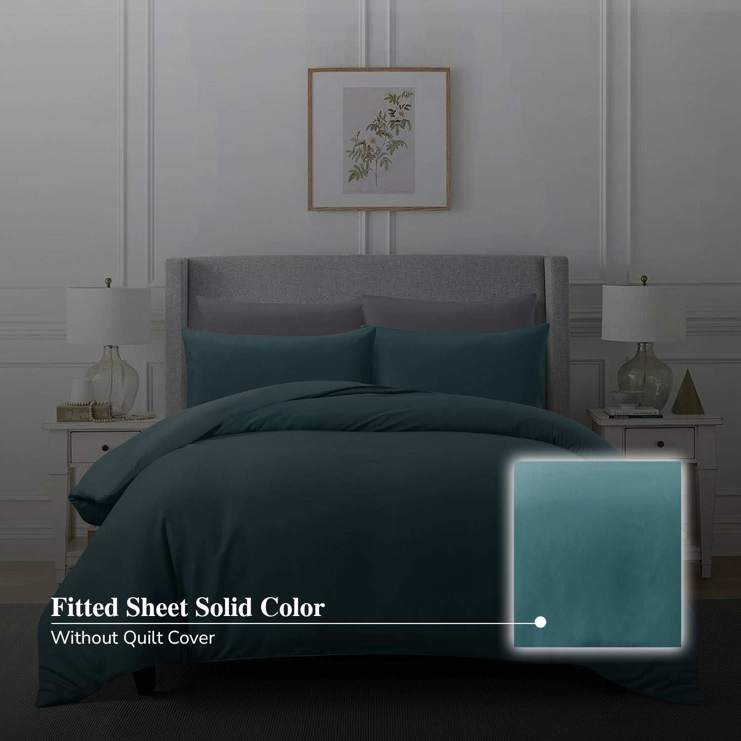 Hillcrest I ComfyLux Solid I 988TC Fitted Sheet Set I NO Quilt Cover - Teal