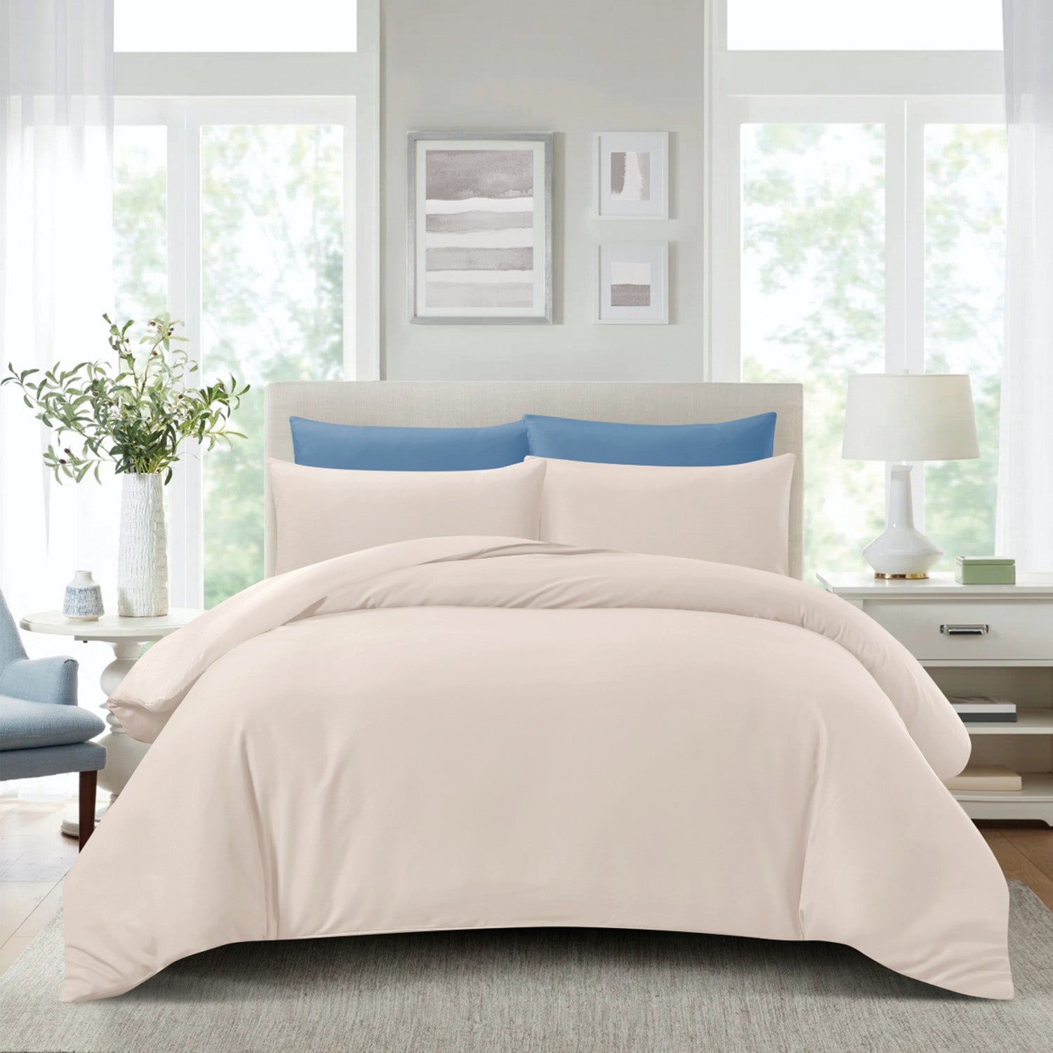 Hillcrest I ComfyLux Solid I 988TC Fitted Sheet Set I NO Quilt Cover - Khaki