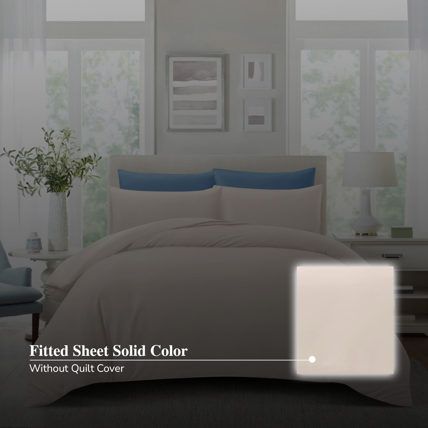 Hillcrest I ComfyLux Solid I 988TC Fitted Sheet Set I NO Quilt Cover - Khaki