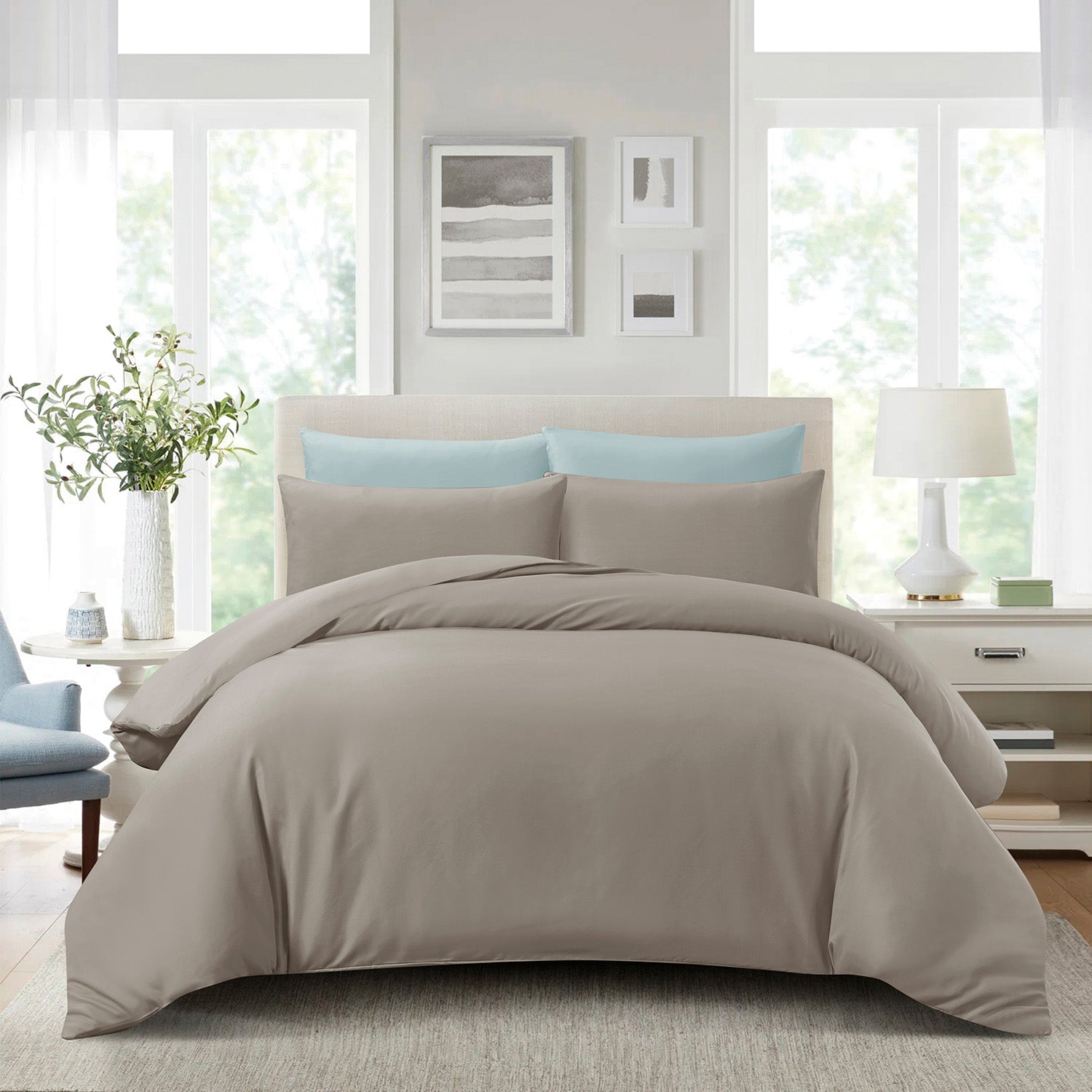 Hillcrest I ComfyLux Solid I 988TC Fitted Sheet Set I NO Quilt Cover - Pale Olive Brown