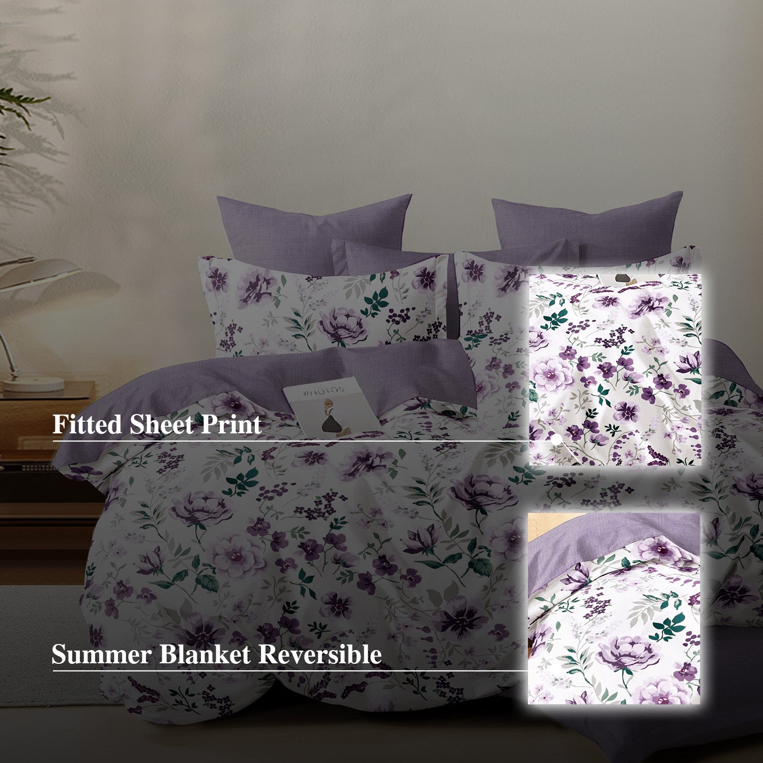 Hillcrest ComfyLux Prints 988TC | Fitted Sheet Set | (Without Quilt Cover) - AmethystBloom