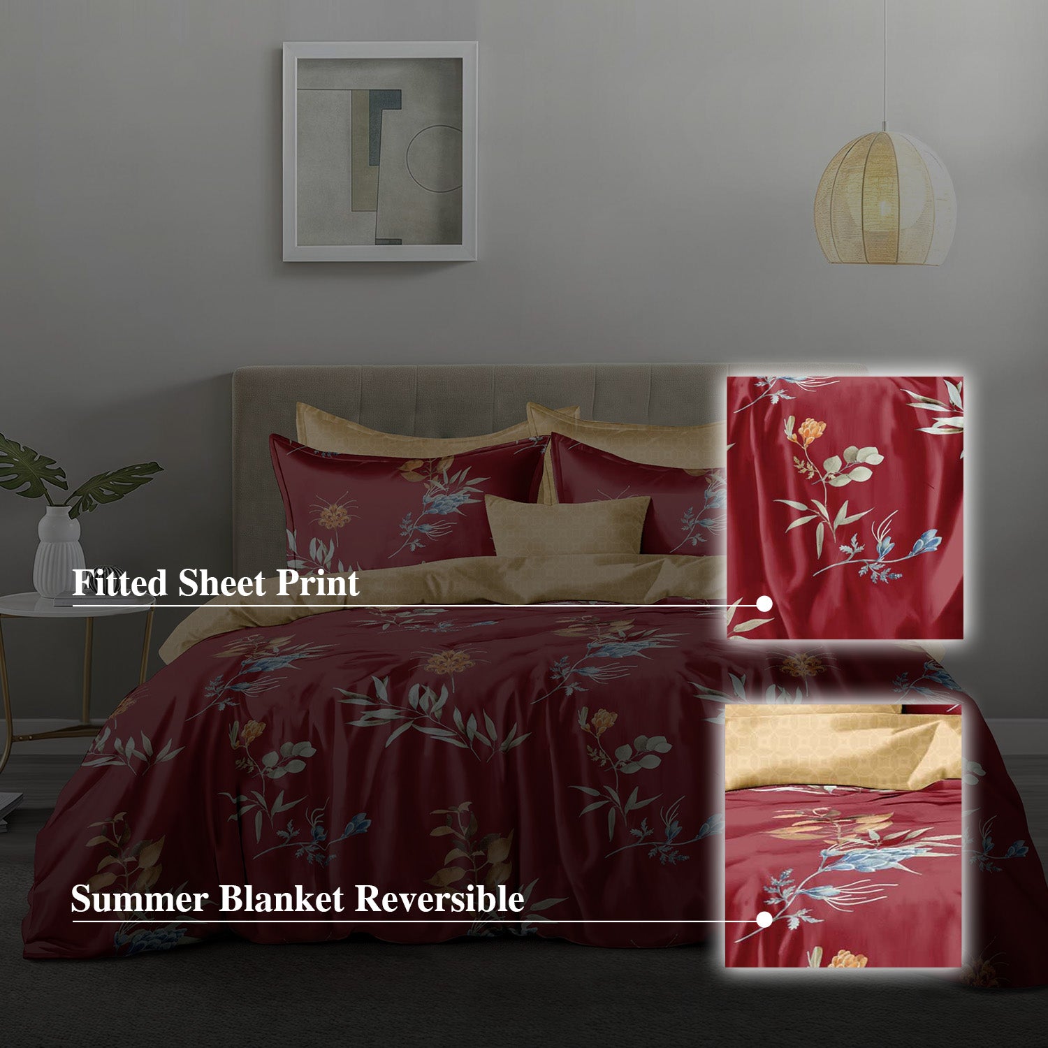Hillcrest ComfyLux Prints 988TC | Fitted Sheet Set | (Without Quilt Cover) - RedWhisper