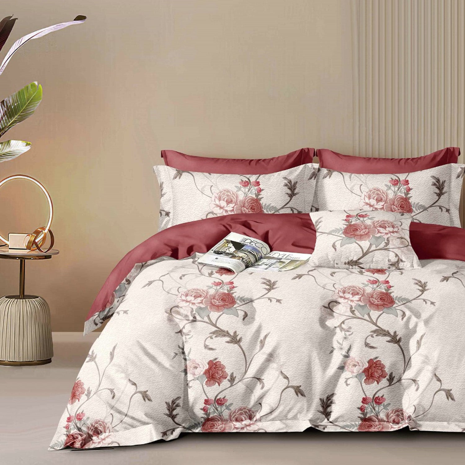 Hillcrest ComfyLux Prints 988TC | Fitted Sheet Set | (Without Quilt Cover) - Peony